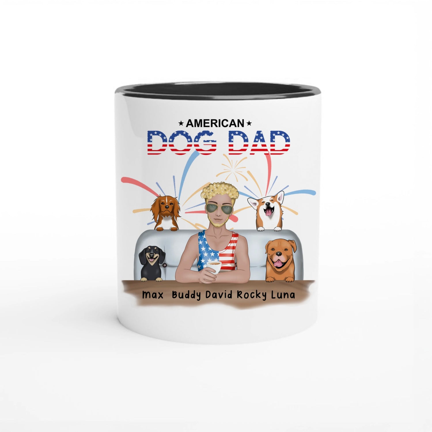 American Cat Dad - Personalized Ceramic Mug - All wrap