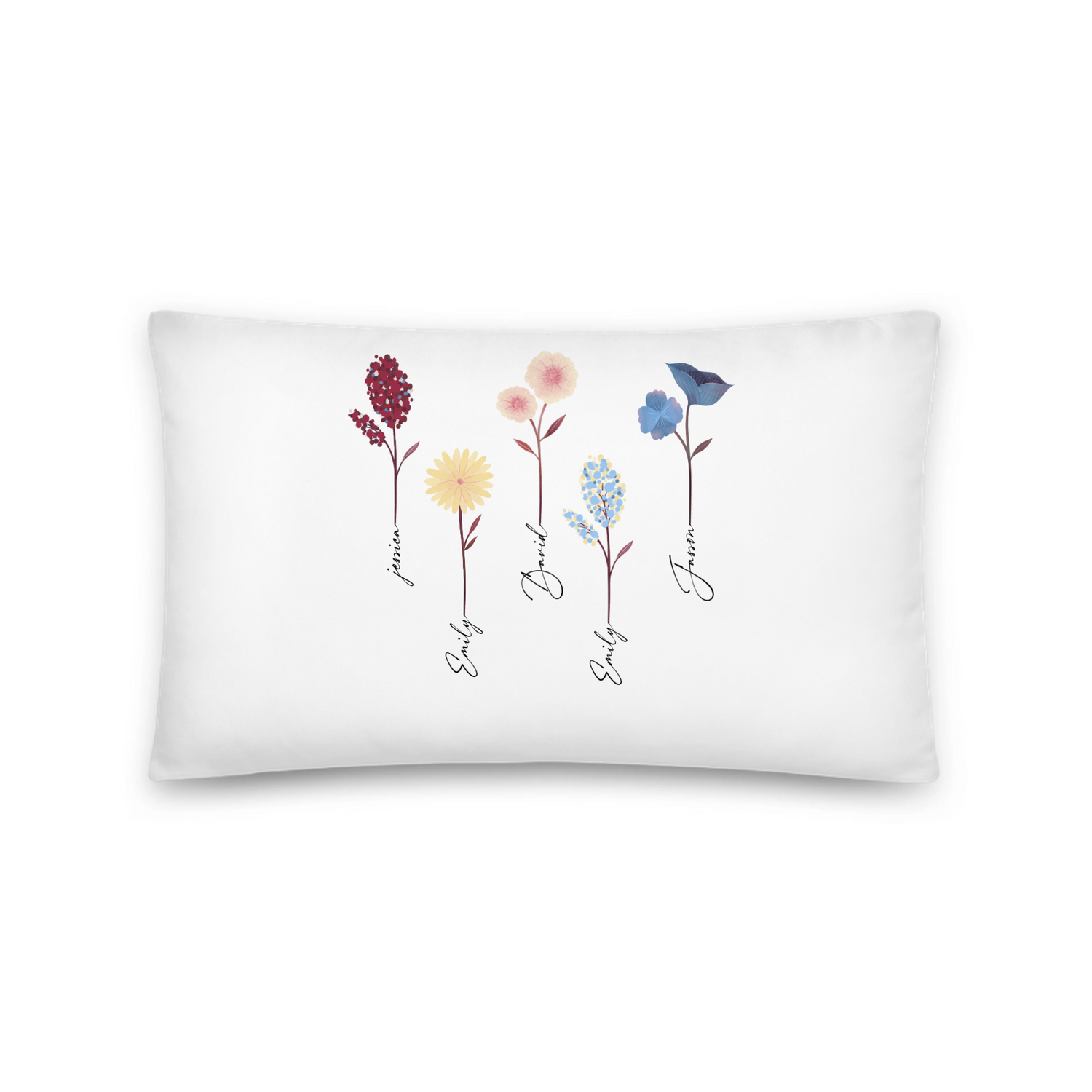 Our Garden choose 1 to 5 flowers - Personalized All-Over Print Basic Pillow