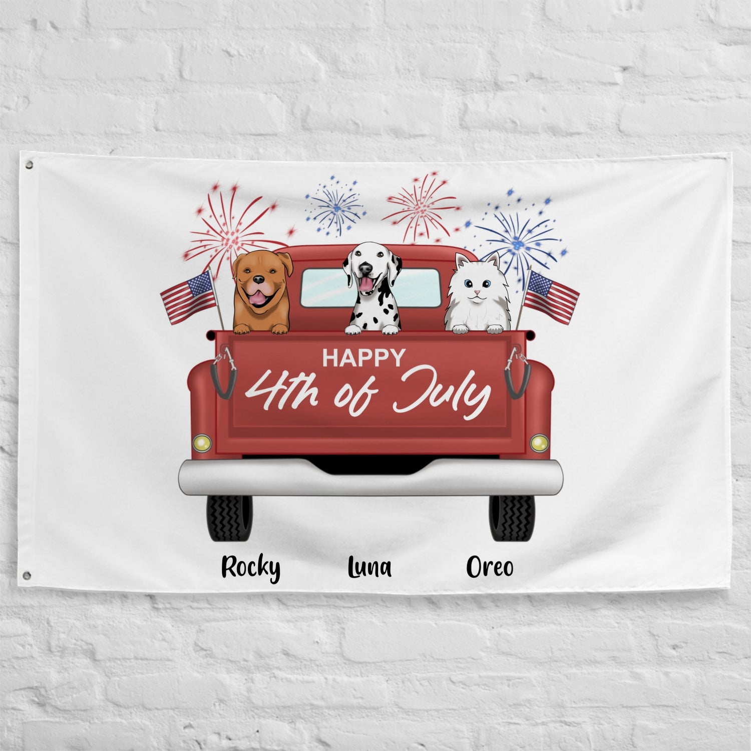 Happy 4th of July - Personalized All-Over Print Flag