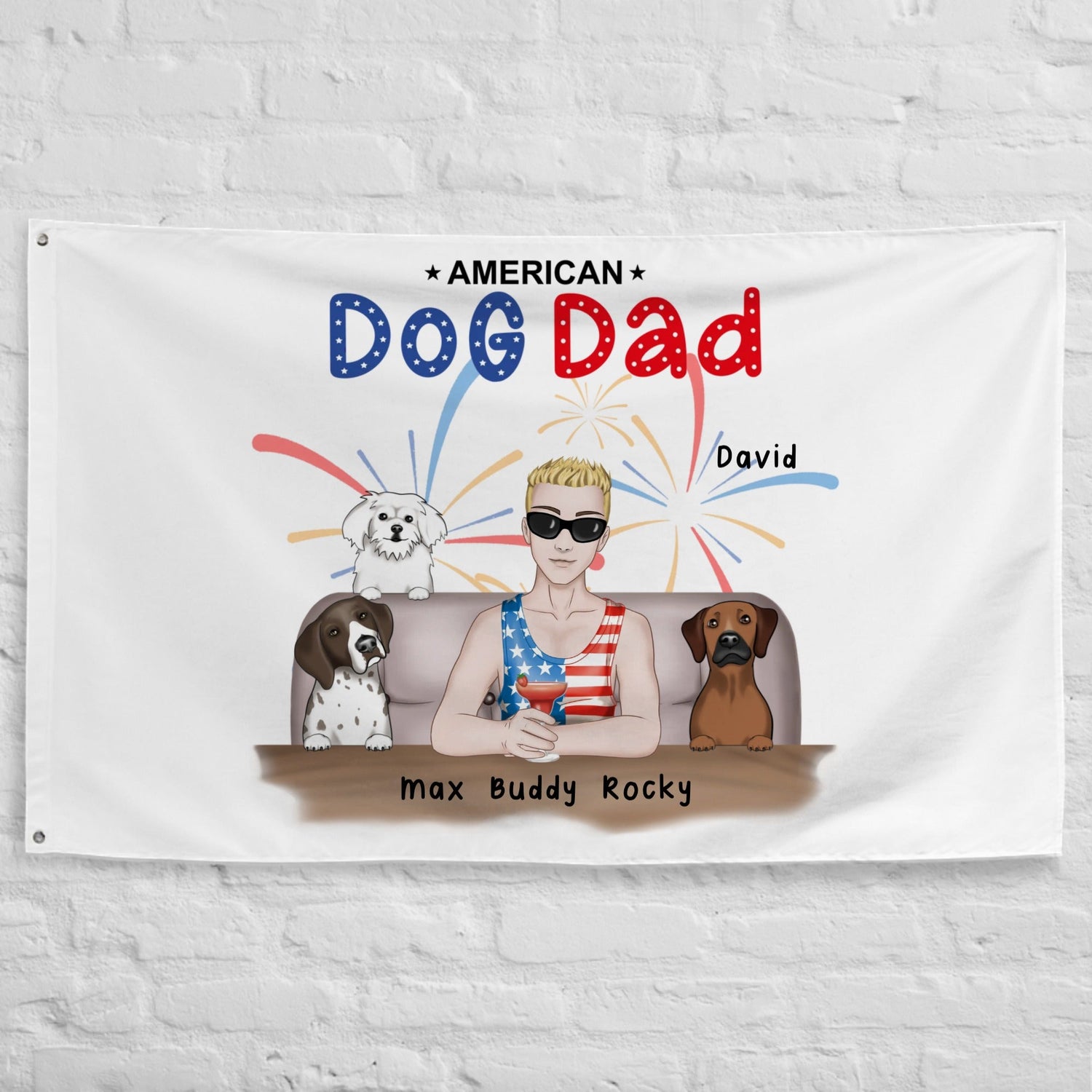American Dog Dad - Personalized Flag