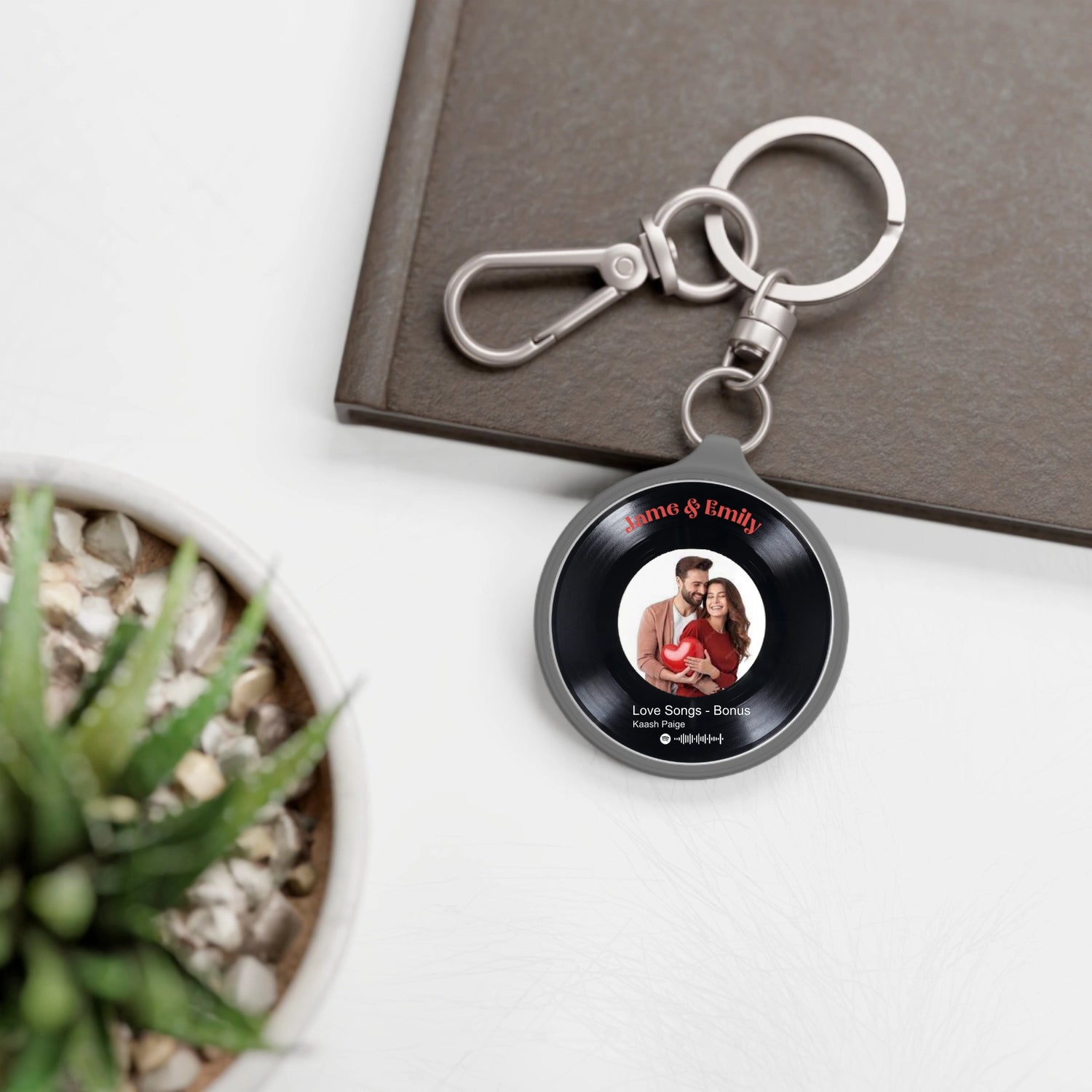 Music Player Vinyl Record Spotify - Personalized Keyring Tag