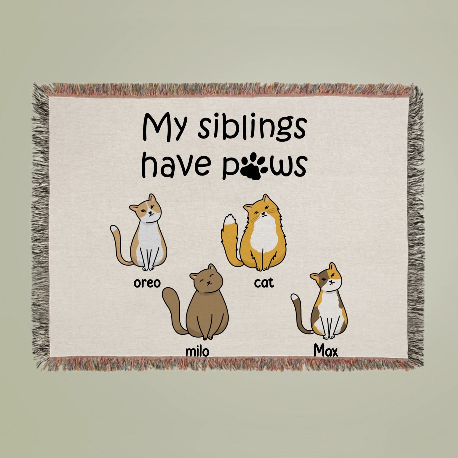 My siblings have paws - Personalized Woven Blanket