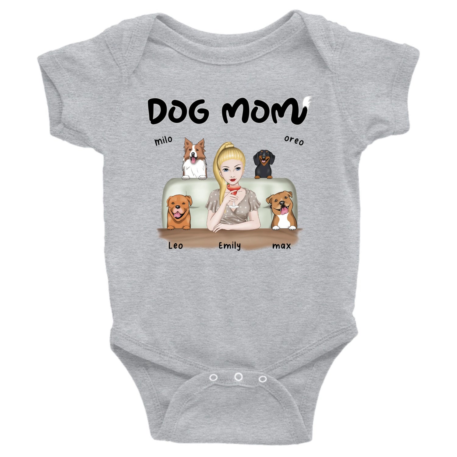 Dog Mom - Personalized Baby Bodysuit