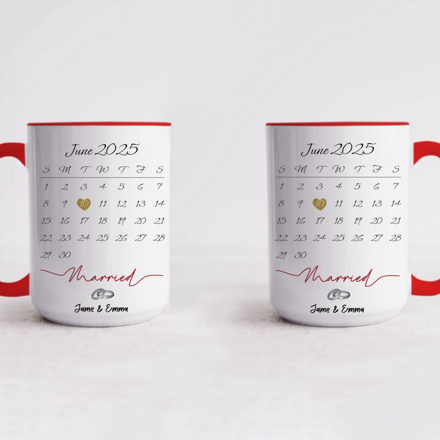 Married - Choose the title color and write the couple's names - Personalized Accent Mugs