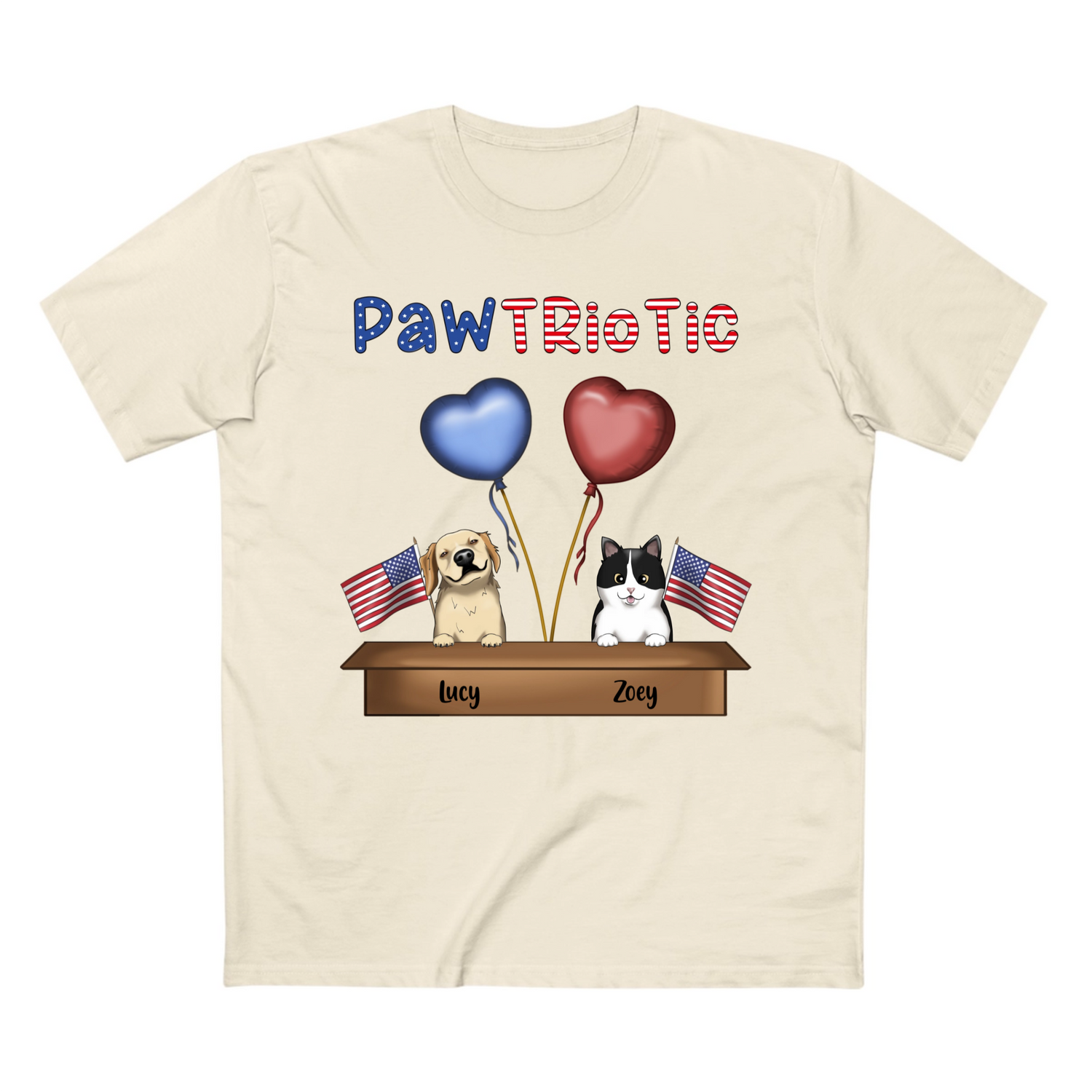 Pawtriotic Choose 1 - 3 dogs and cats - Personalized Unisex T-Shirt