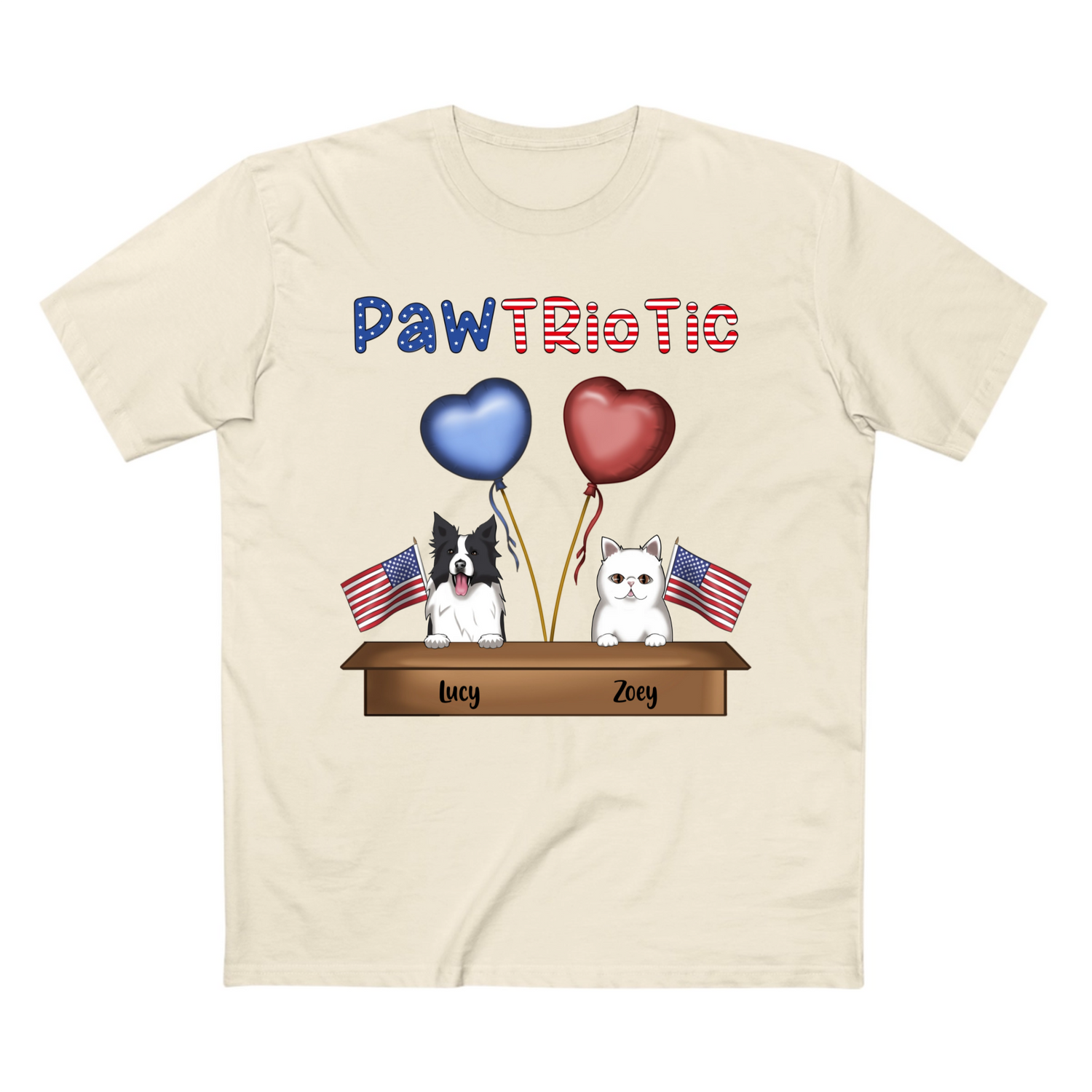 Pawtriotic Choose 1 - 3 dogs and cats - Personalized Unisex T-Shirt