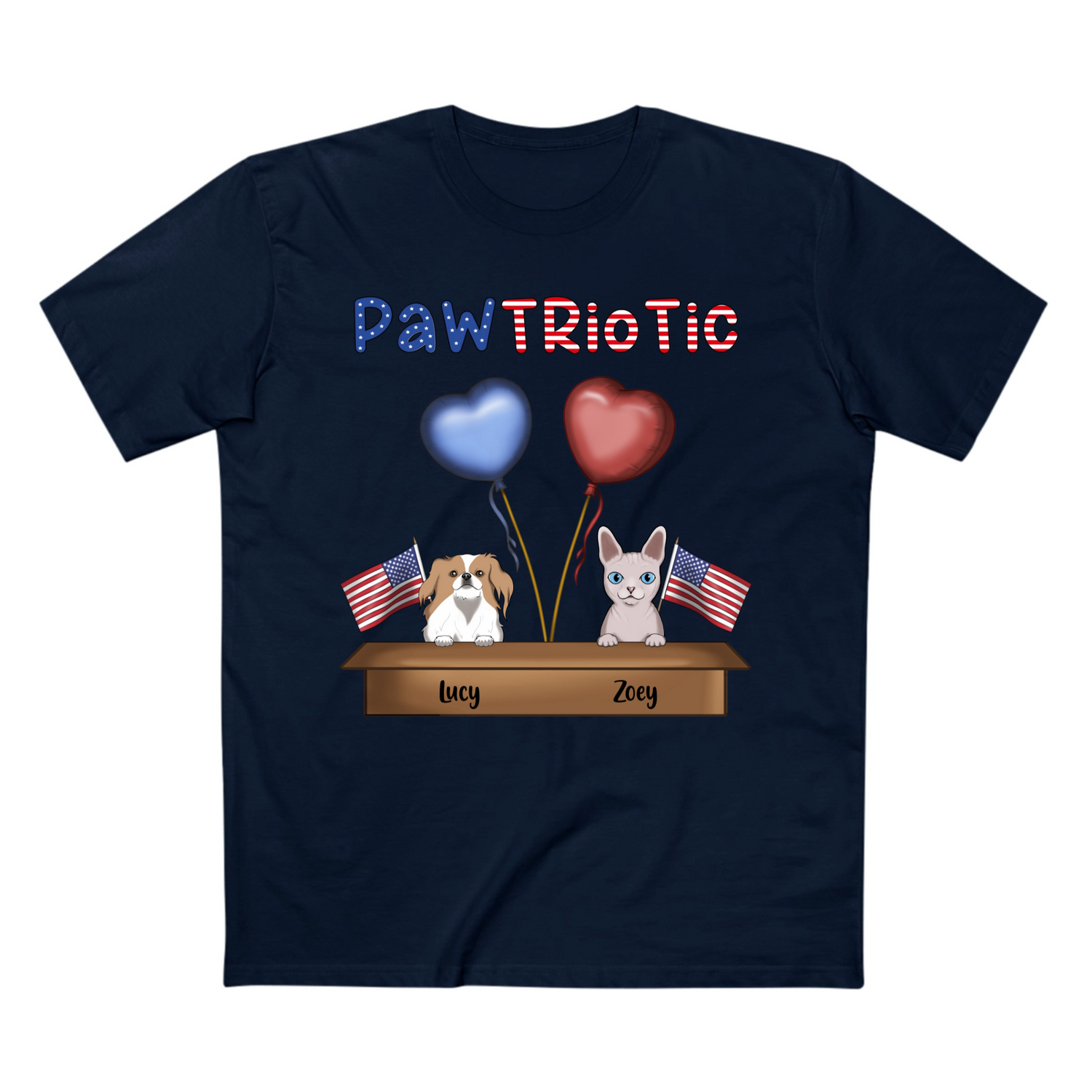 Pawtriotic Choose 1 - 3 dogs and cats - Personalized Unisex T-Shirt