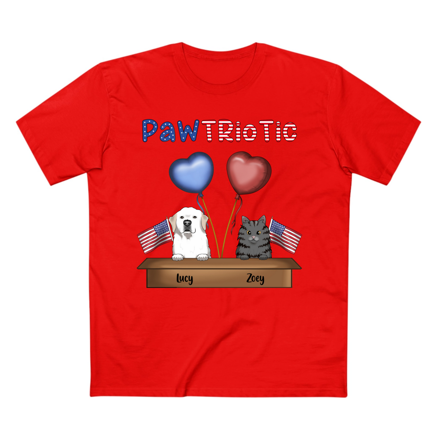 Pawtriotic Choose 1 - 3 dogs and cats - Personalized Unisex T-Shirt