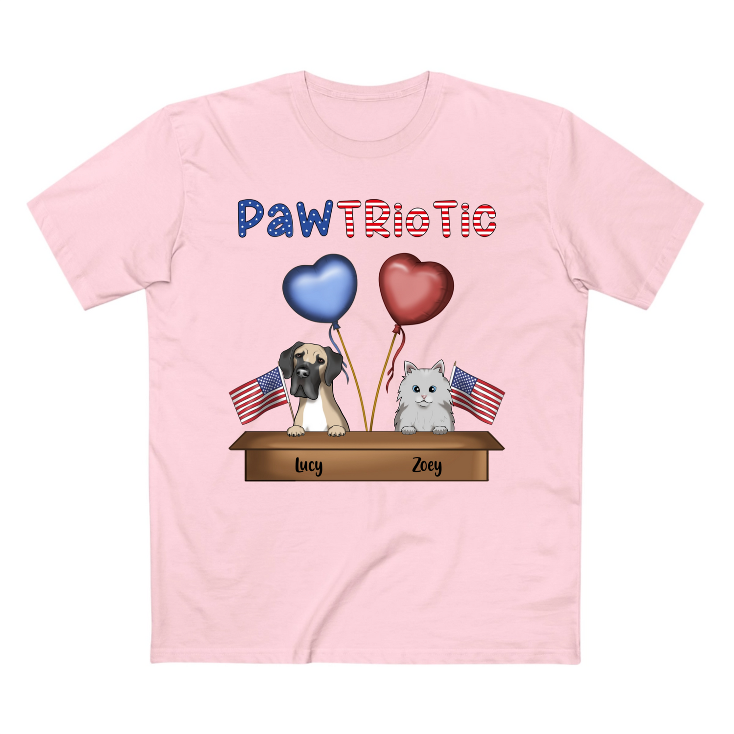 Pawtriotic Choose 1 - 3 dogs and cats - Personalized Unisex T-Shirt