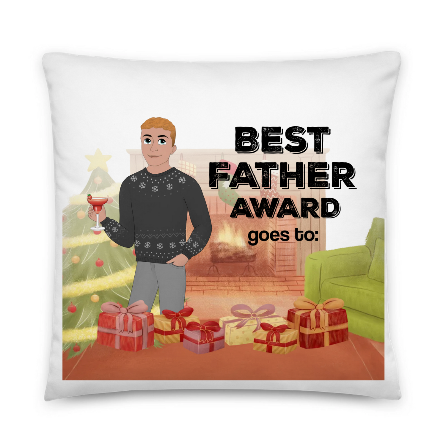 Best Father Award Goes to - Personalized All-Over Print Basic Pillow