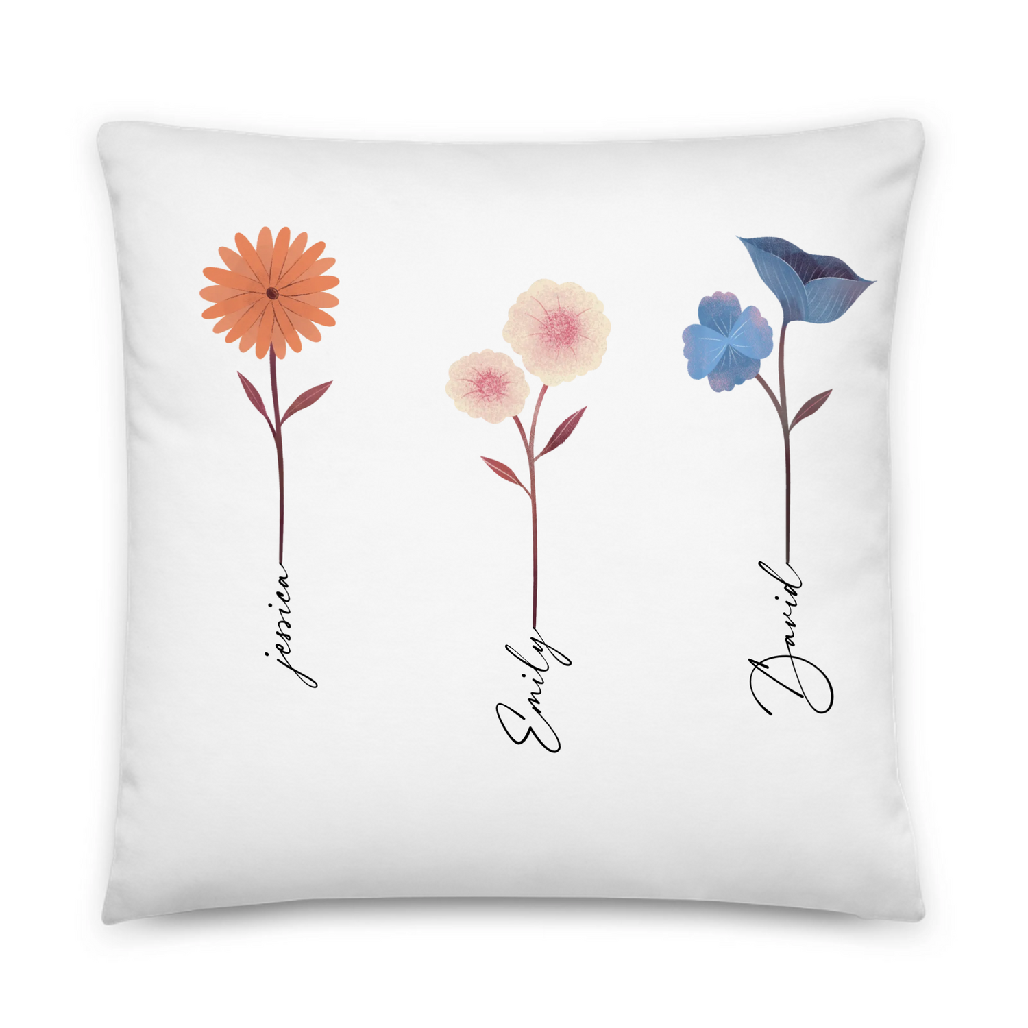 Our Garden choose 1 to 5 flowers - Personalized All-Over Print Basic Pillow