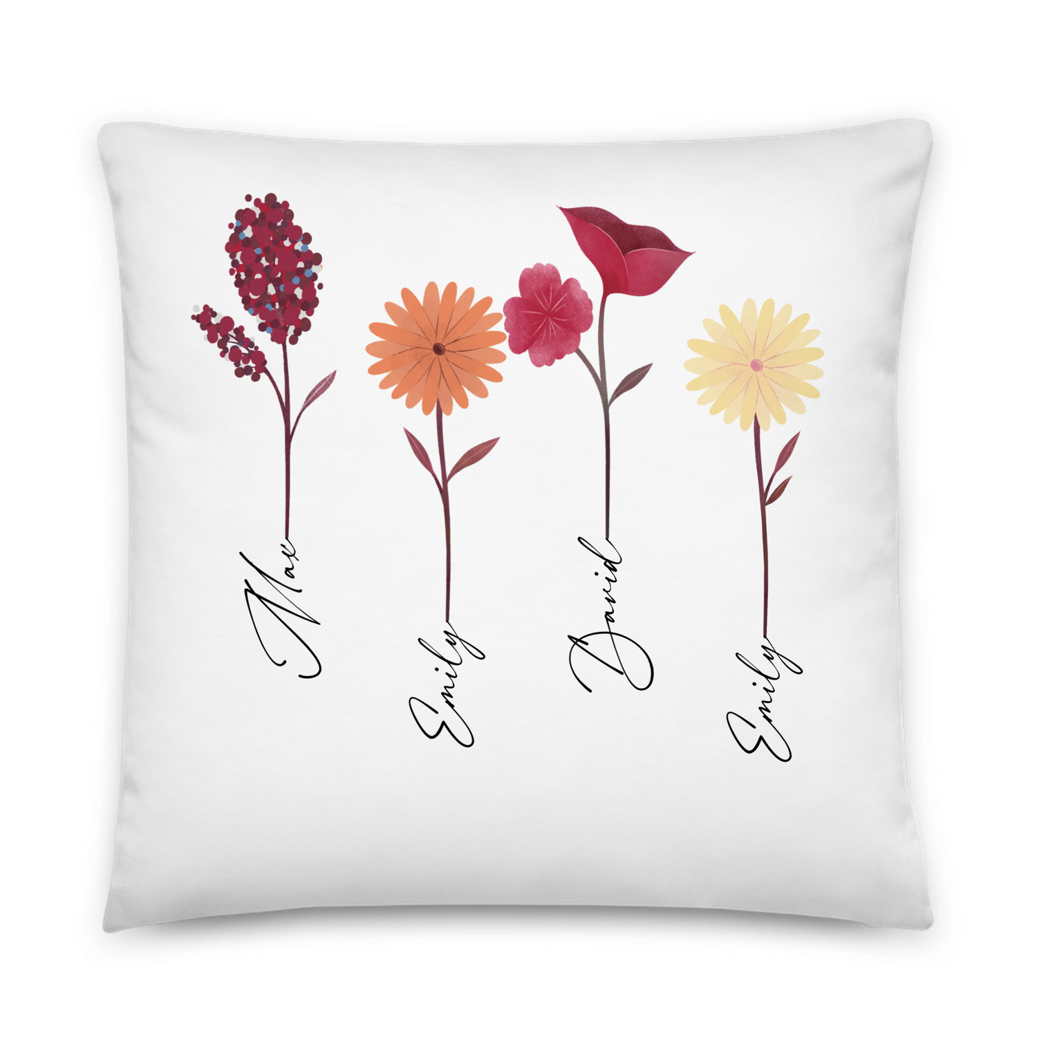 Our Garden choose 1 to 5 flowers - Personalized All-Over Print Basic Pillow