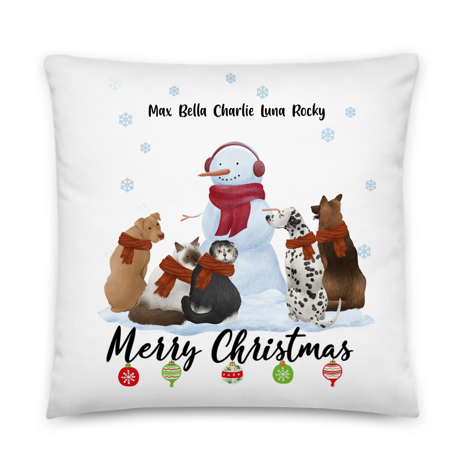Merry Christmas - Personalized All-Over Print Basic Pillow