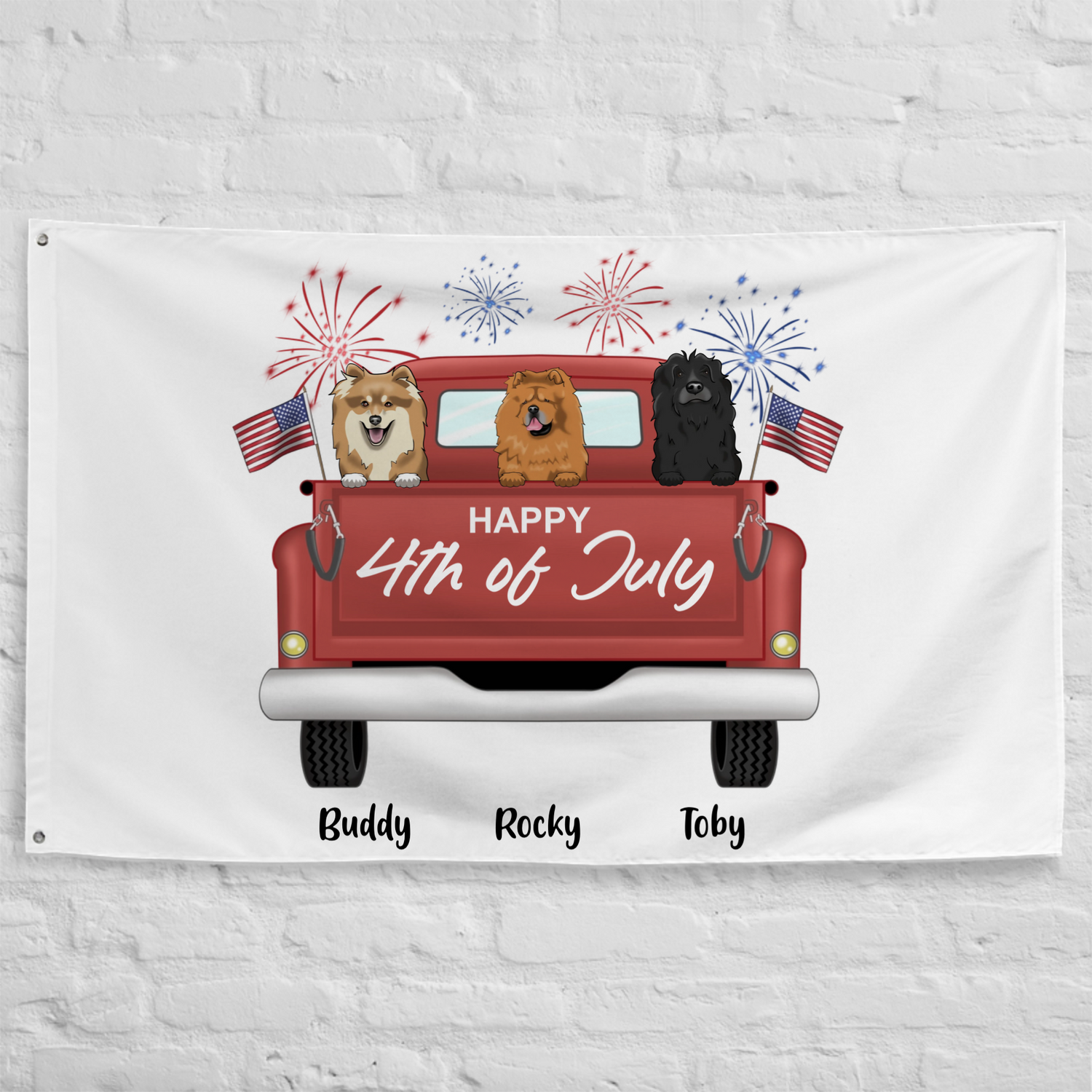Happy 4th of July - Personalized All-Over Print Flag