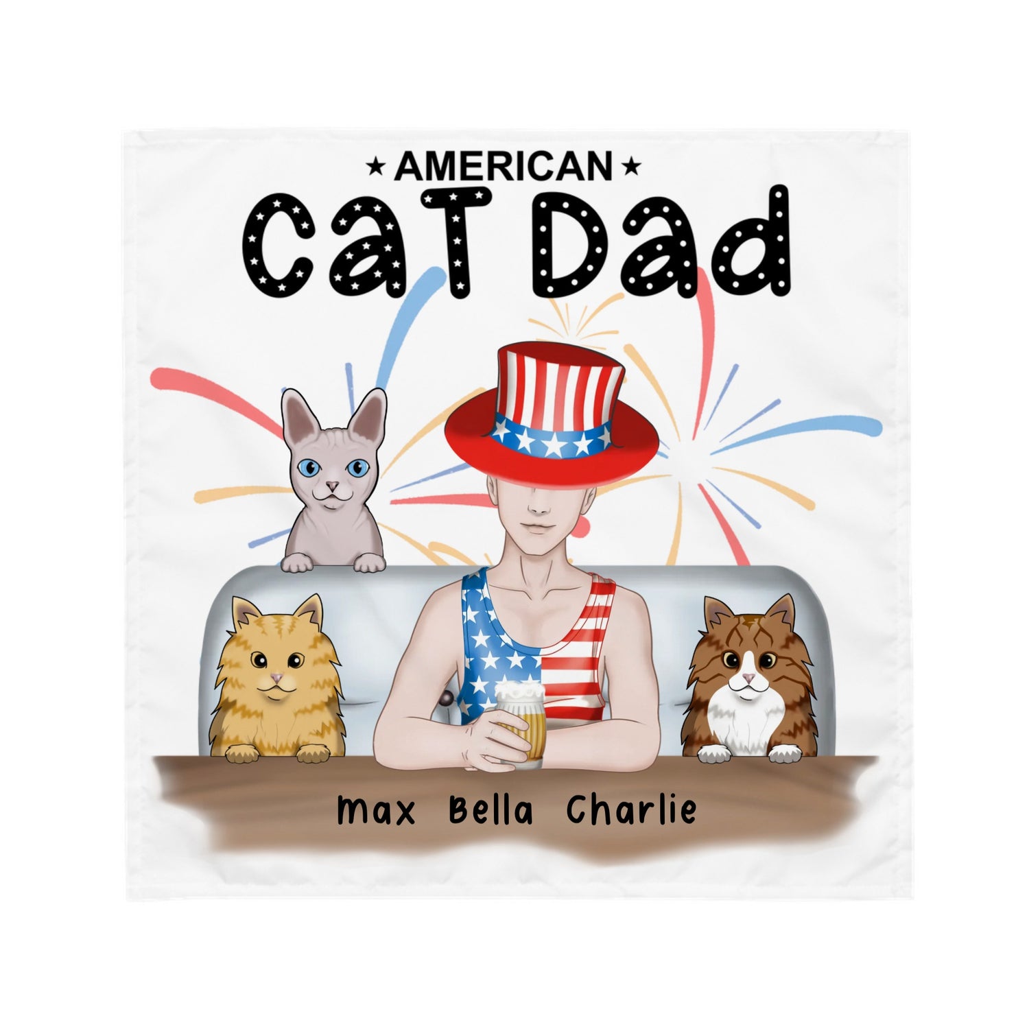 American Cat Dad - Personalized Bandana