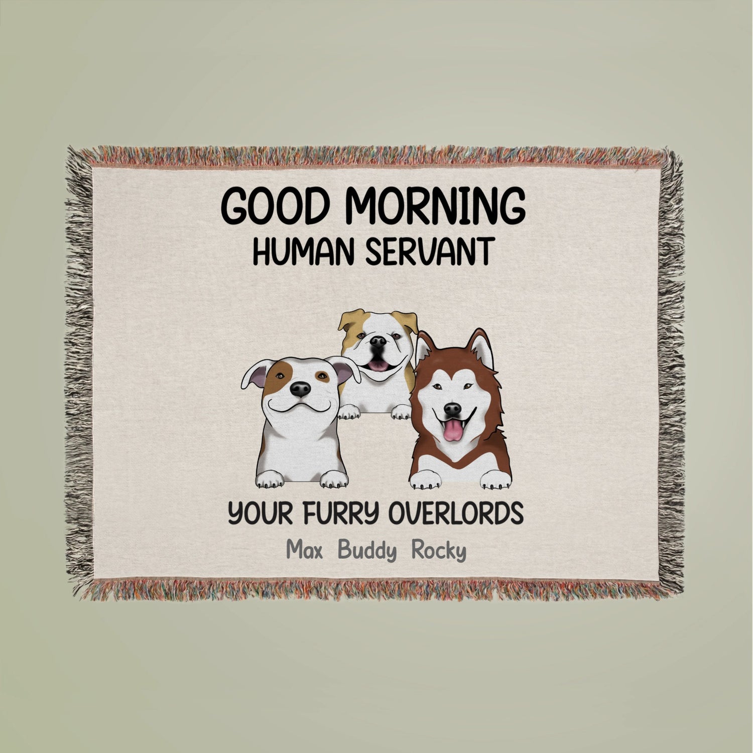 Good morning, human servant - Personalized Woven Blanket