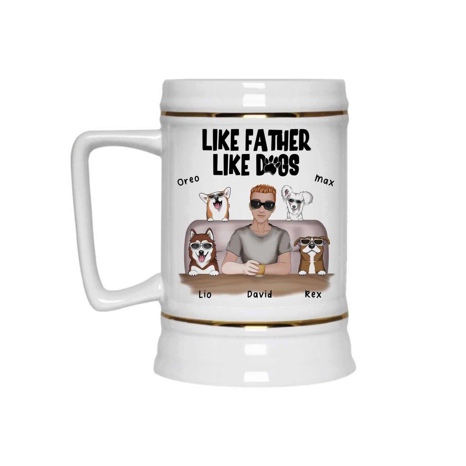 Like father, like dog - Personalized Beer Glass