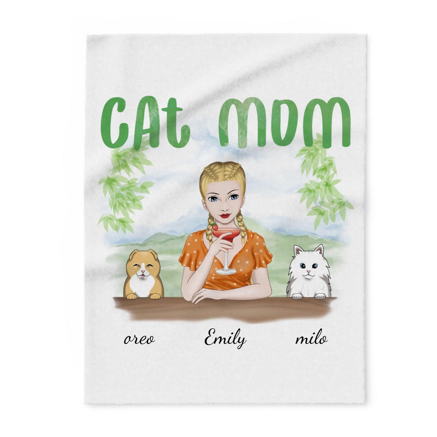 Cat Mom - Personalized Fleece Blanket