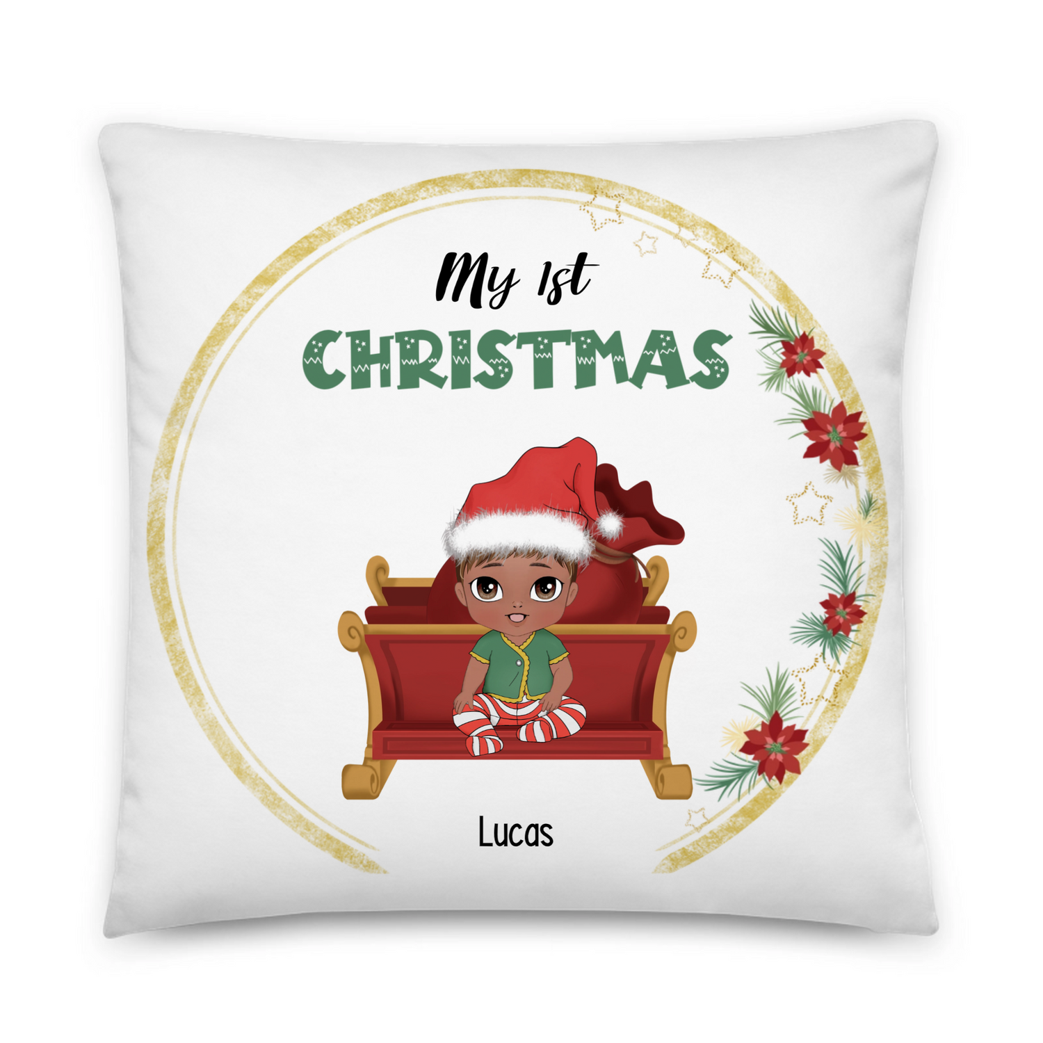 My 1st Christmas - Personalized All-Over Print Basic Pillow