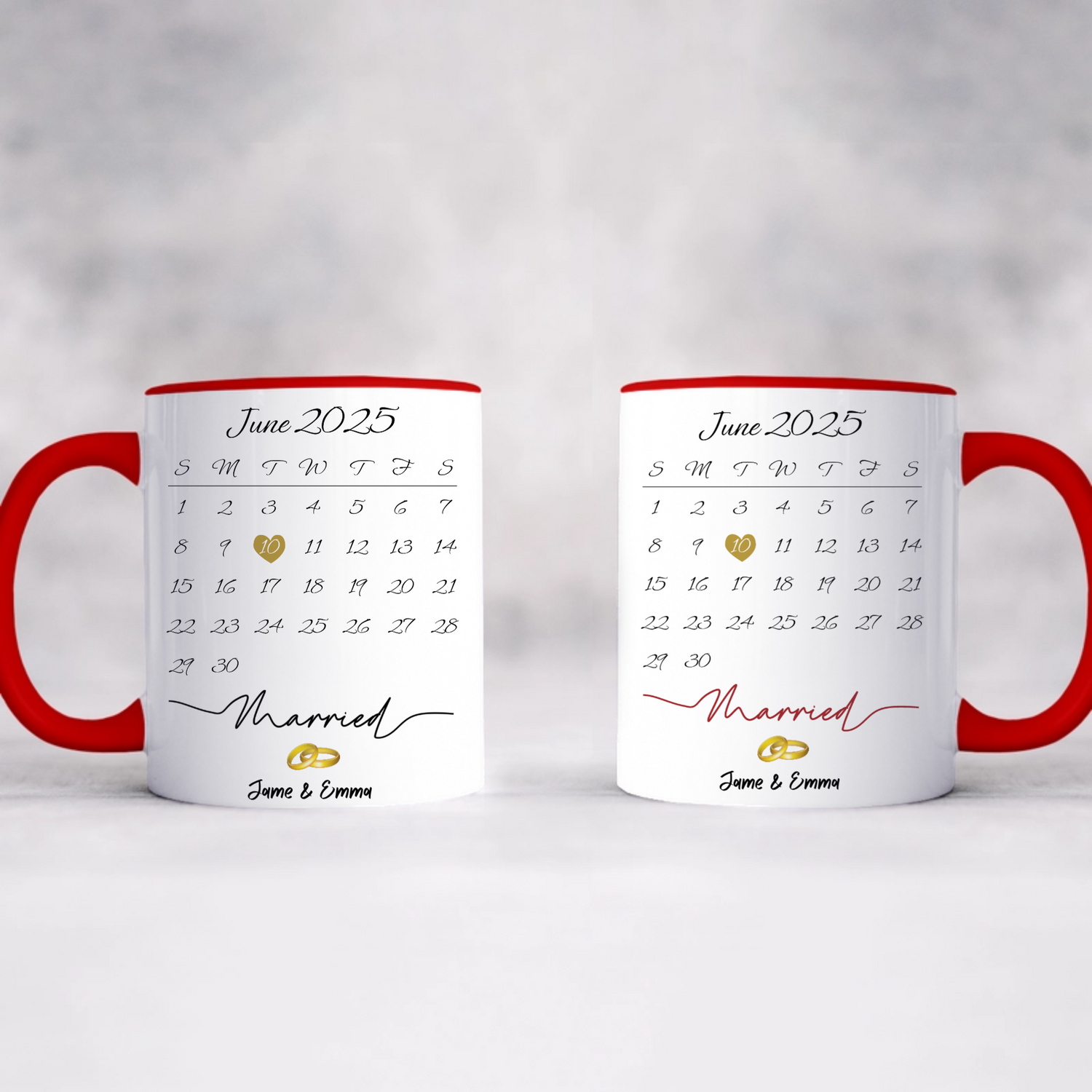 Married - Choose the title color and write the couple's names - Personalized Accent Mugs