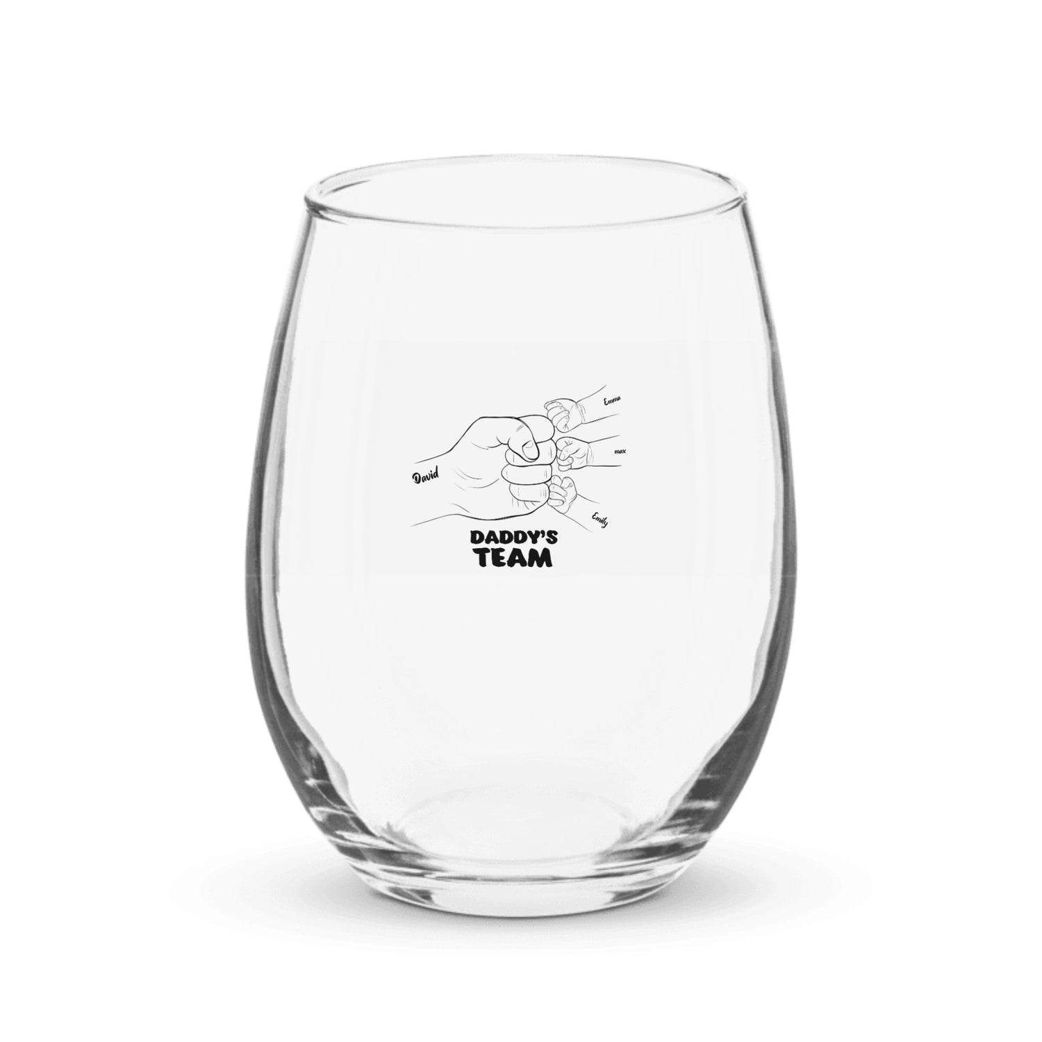 Daddy's Team - Personalized Stemless Wine Glass