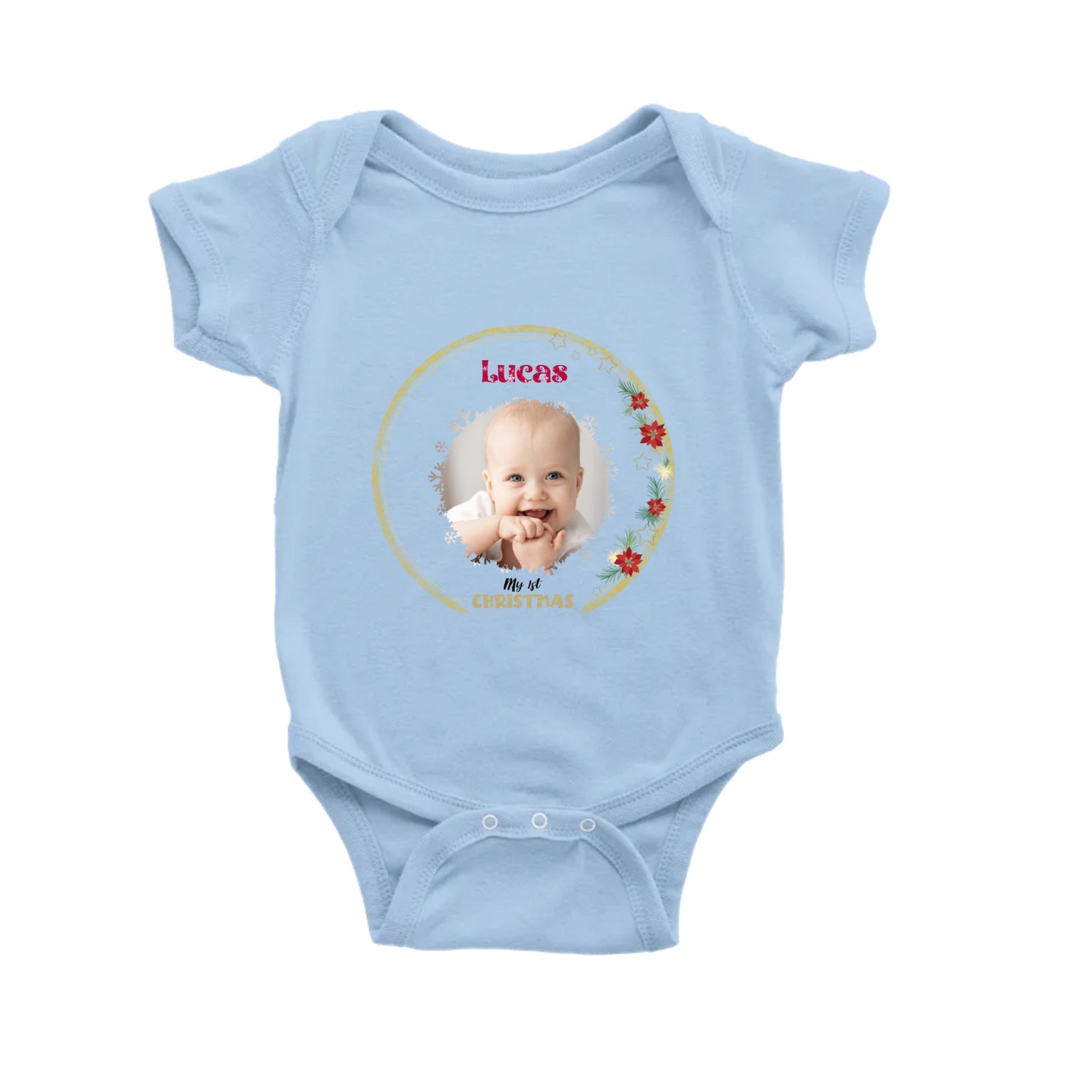 My 1st Christmas - Personalized Baby Short Sleeve Bodysuit