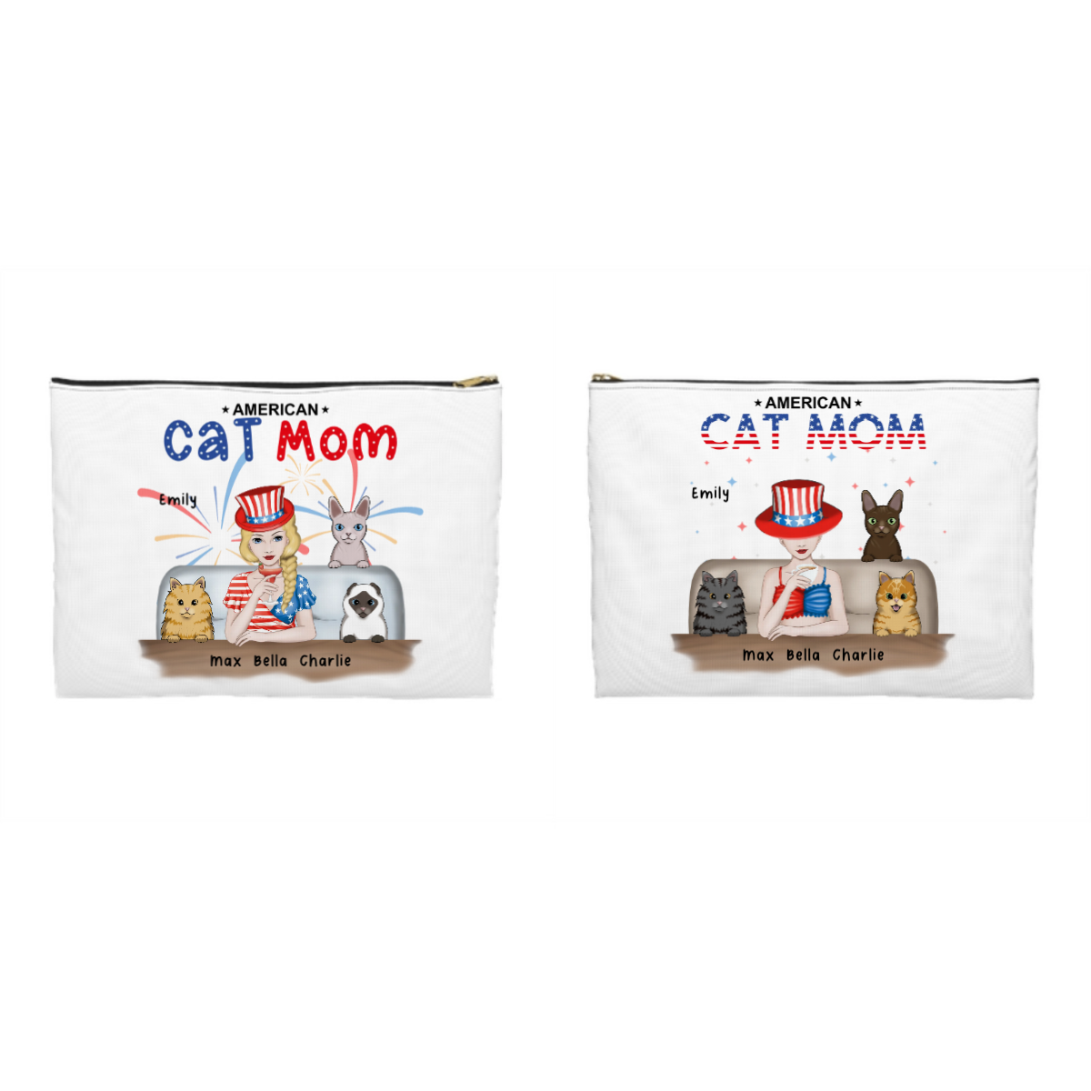 American Cat Mom - Personalized Accessory Pouch