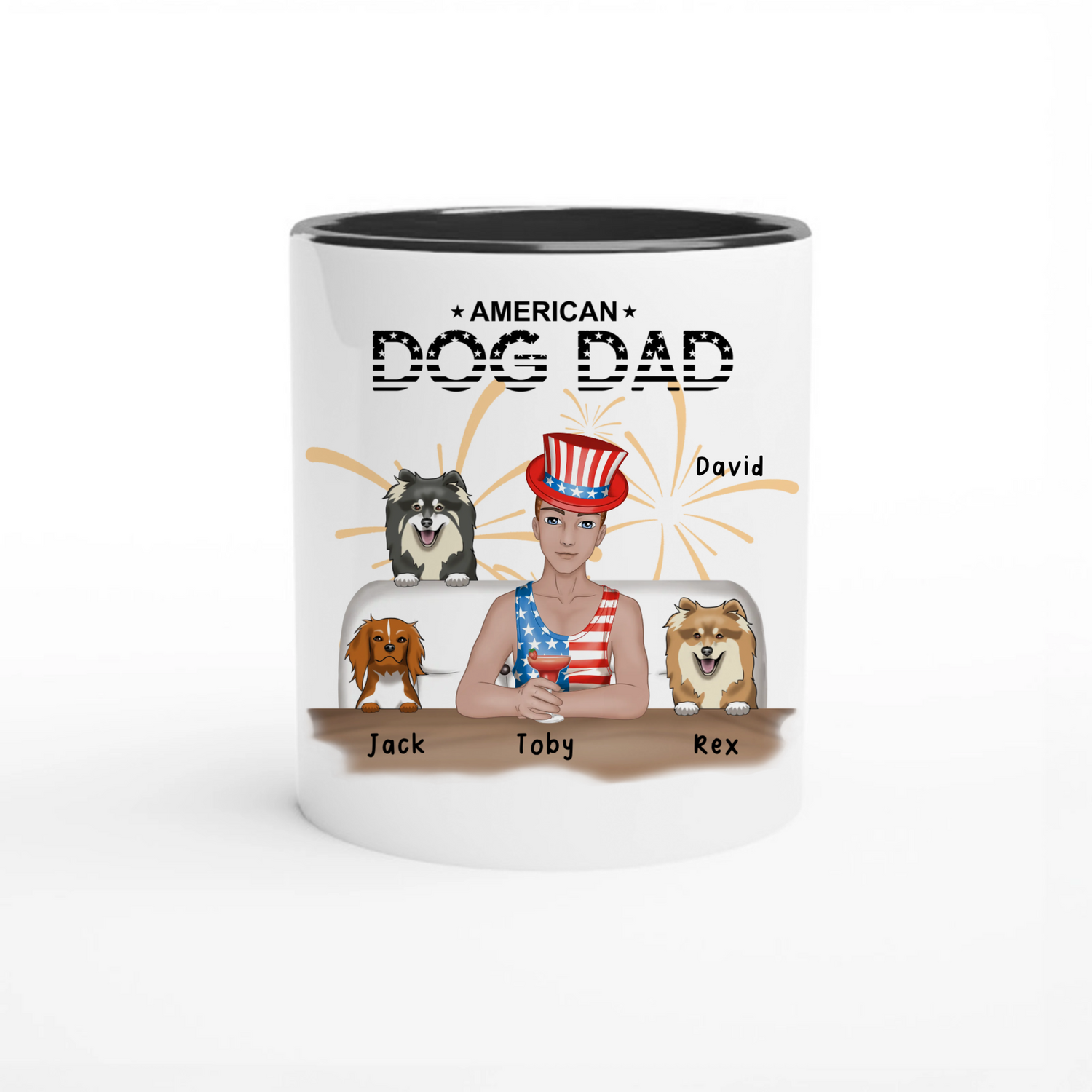 American Cat Dad - Personalized Ceramic Mug - All wrap