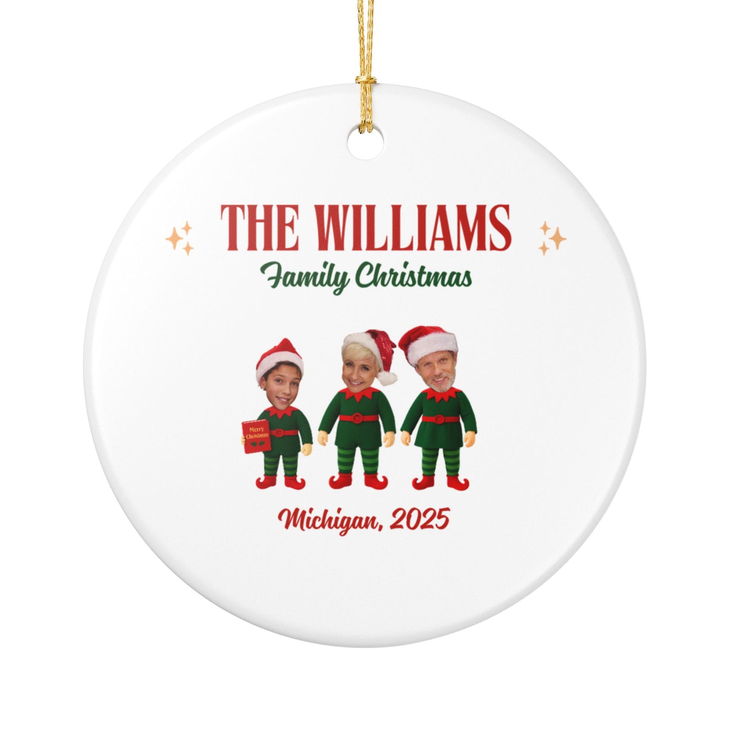 Personalized Family Christmas Ornament –  Ceramic Holiday Decoration