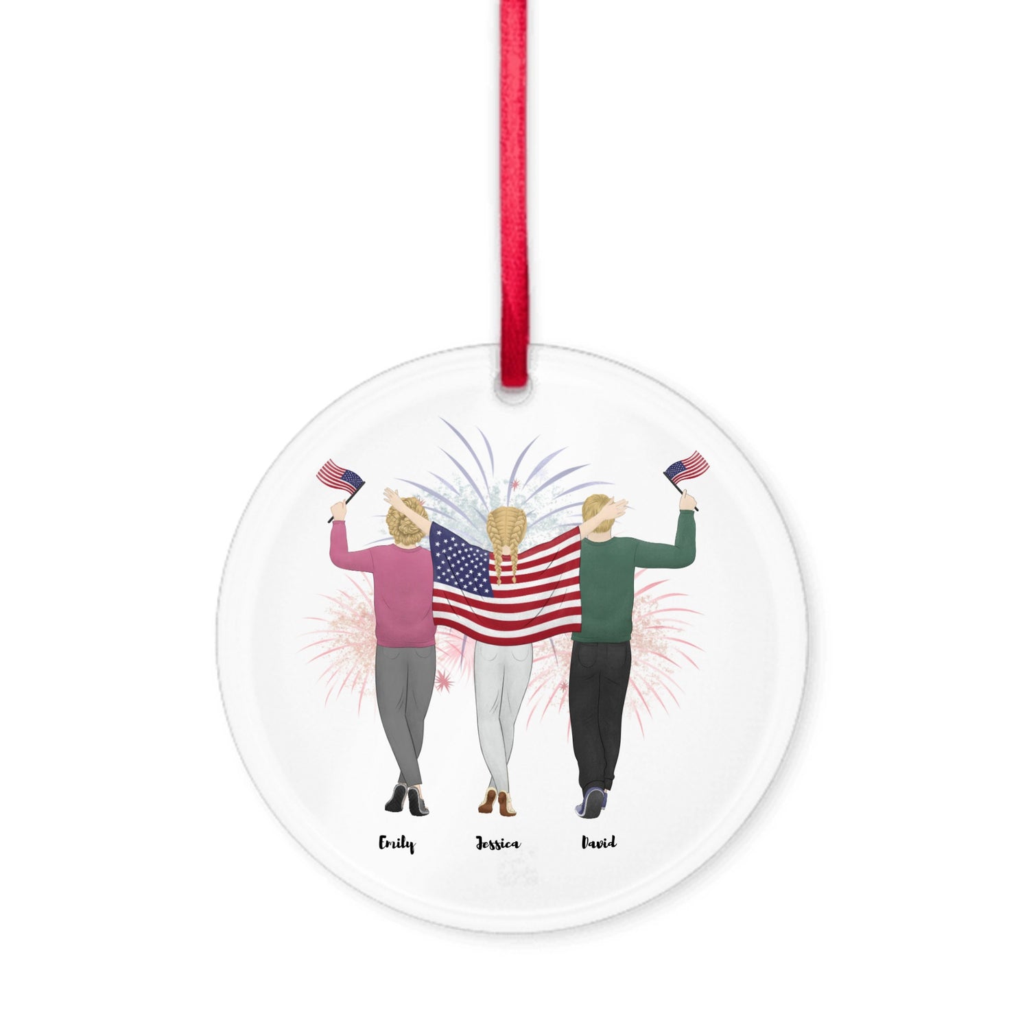 Proud Parent choose the kids gender -  Personalized Acrylic Ornament with Ribbon