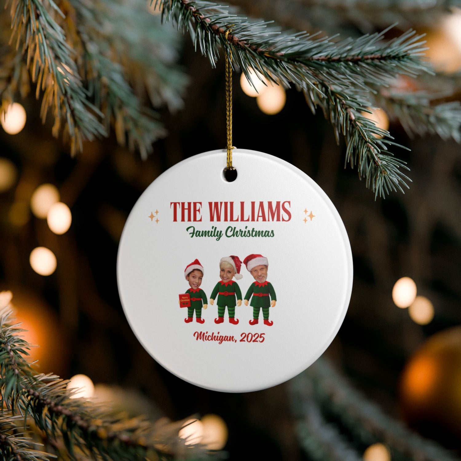 Personalized Family Christmas Ornament –  Ceramic Holiday Decoration