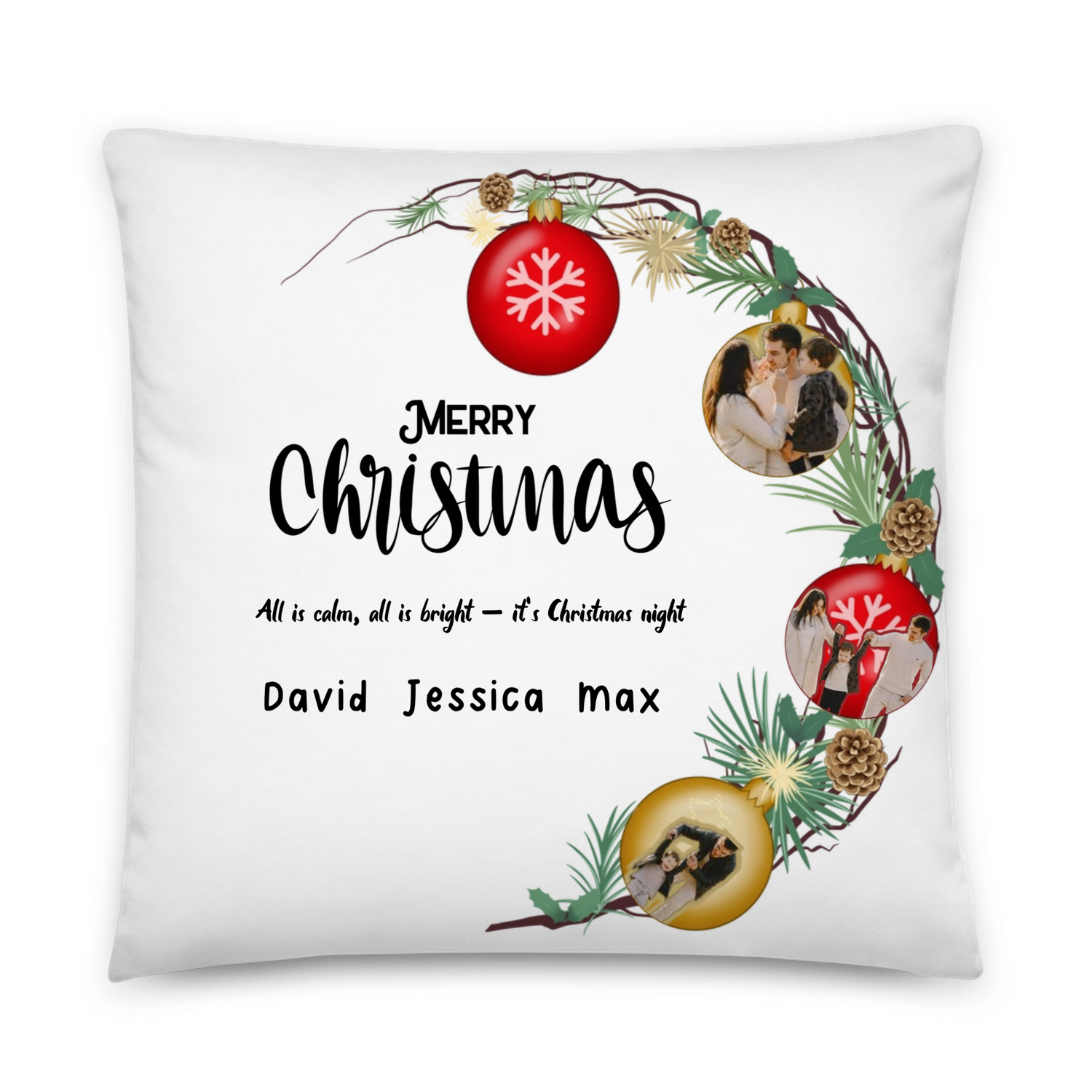 Merry Christmas -  Personalized All -Over Print Basic Pillow