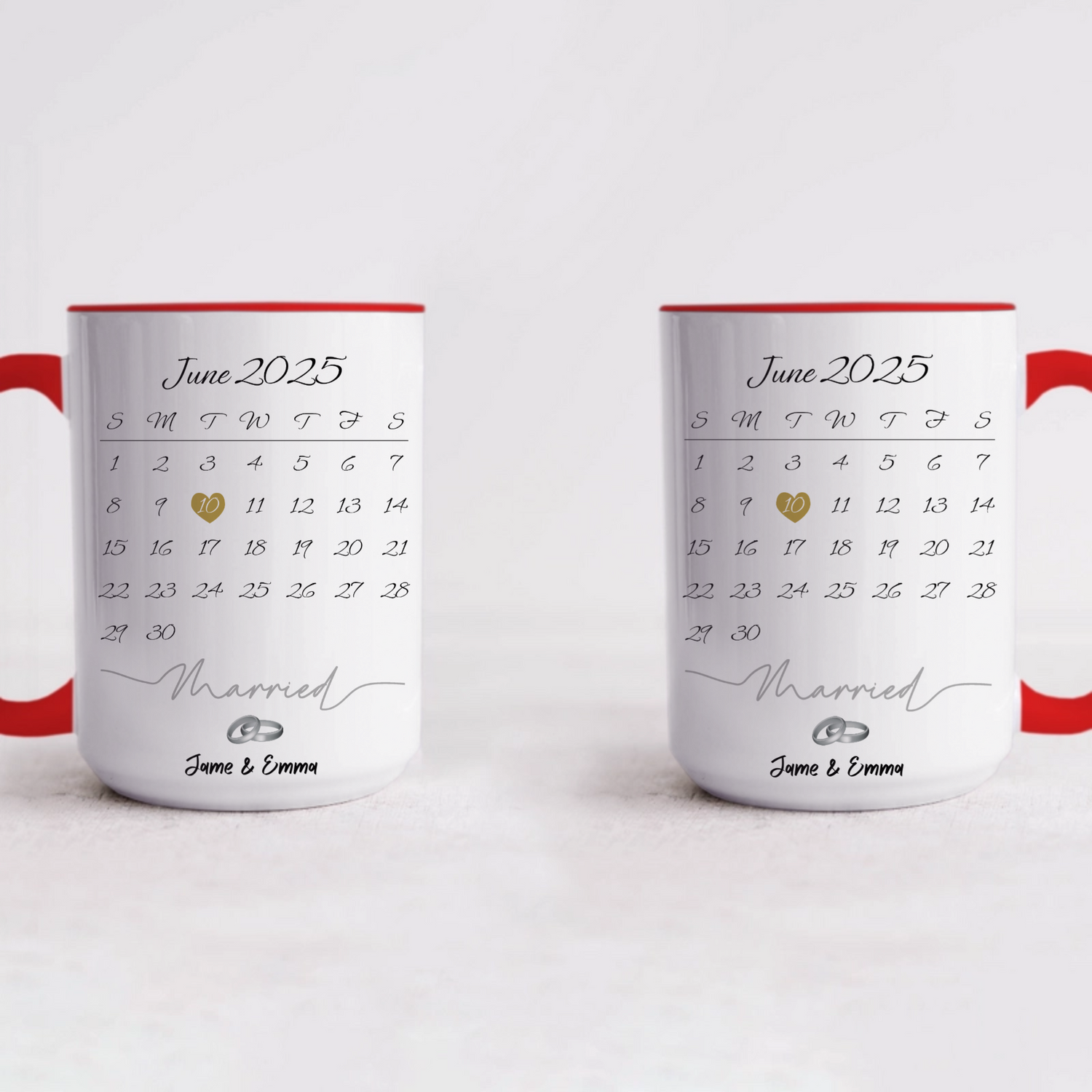 Married - Choose the title color and write the couple's names - Personalized Accent Mugs