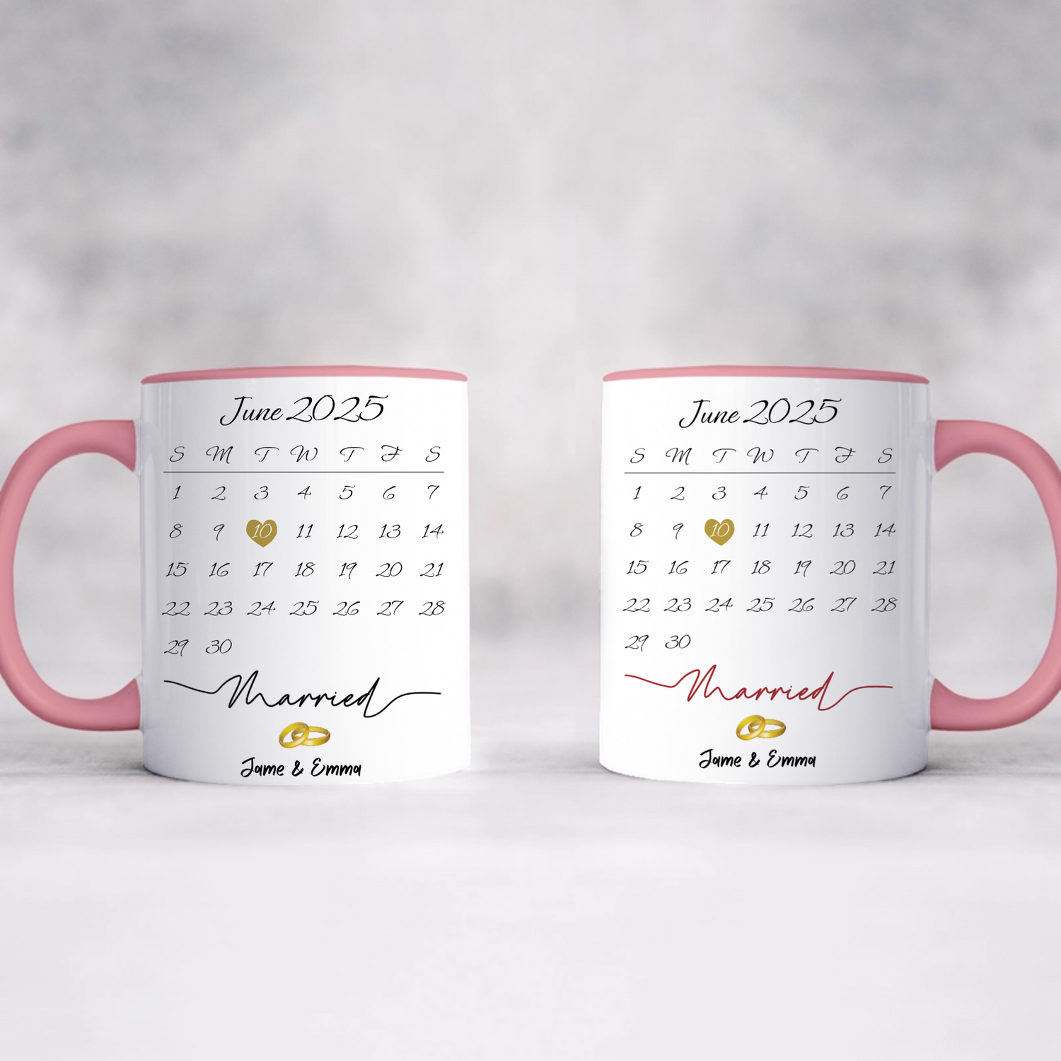 Married - Choose the title color and write the couple's names - Personalized Accent Mugs
