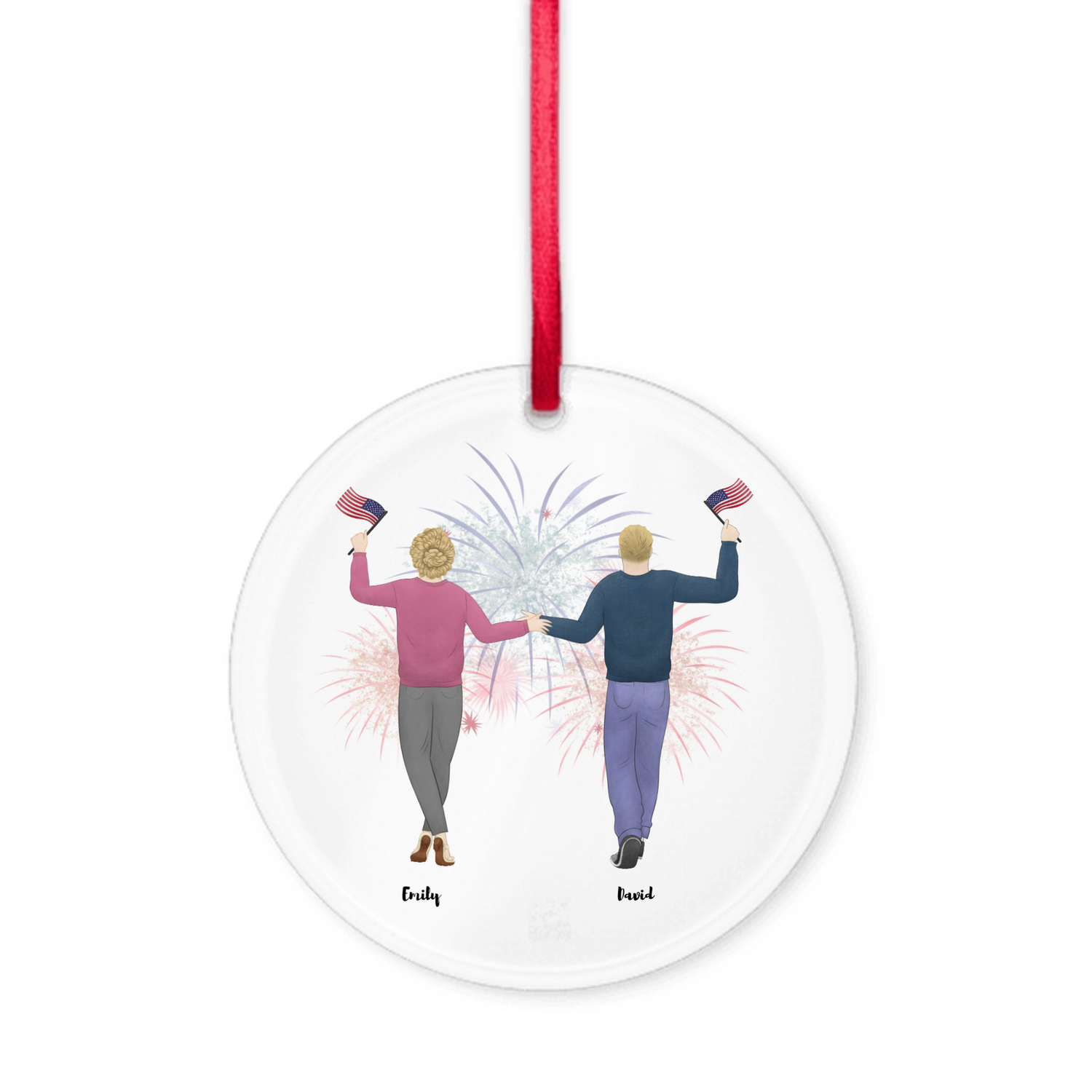 Proud Parent choose the kids gender -  Personalized Acrylic Ornament with Ribbon
