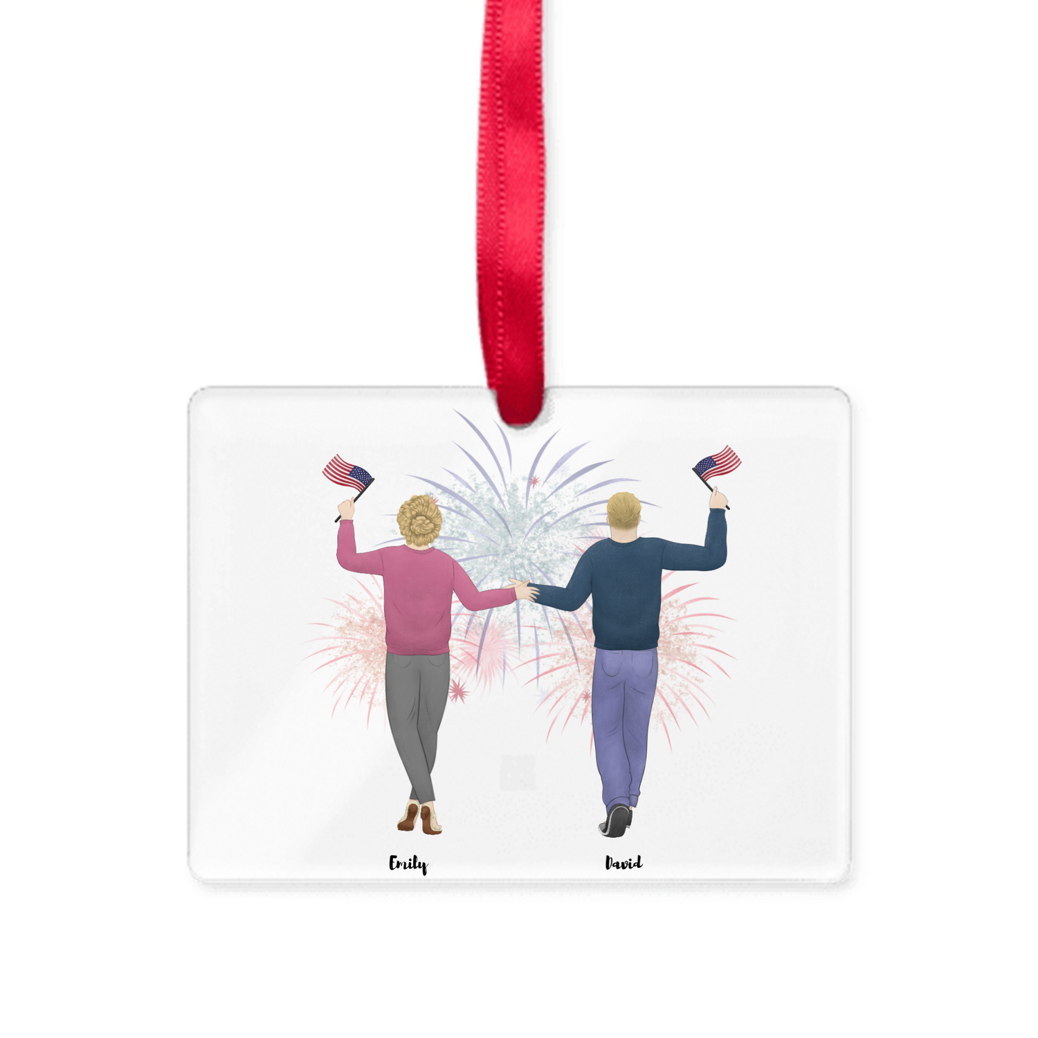Proud Parent choose the kids gender -  Personalized Acrylic Ornament with Ribbon