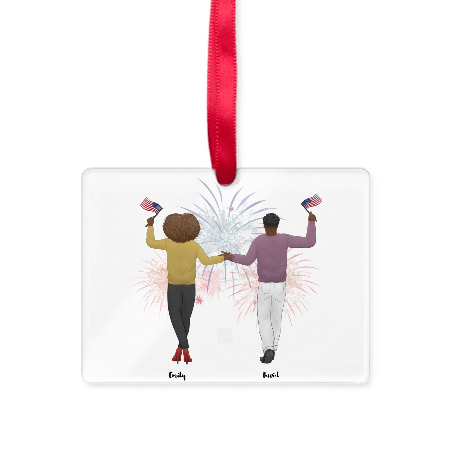 Proud Parent choose the kids gender -  Personalized Acrylic Ornament with Ribbon