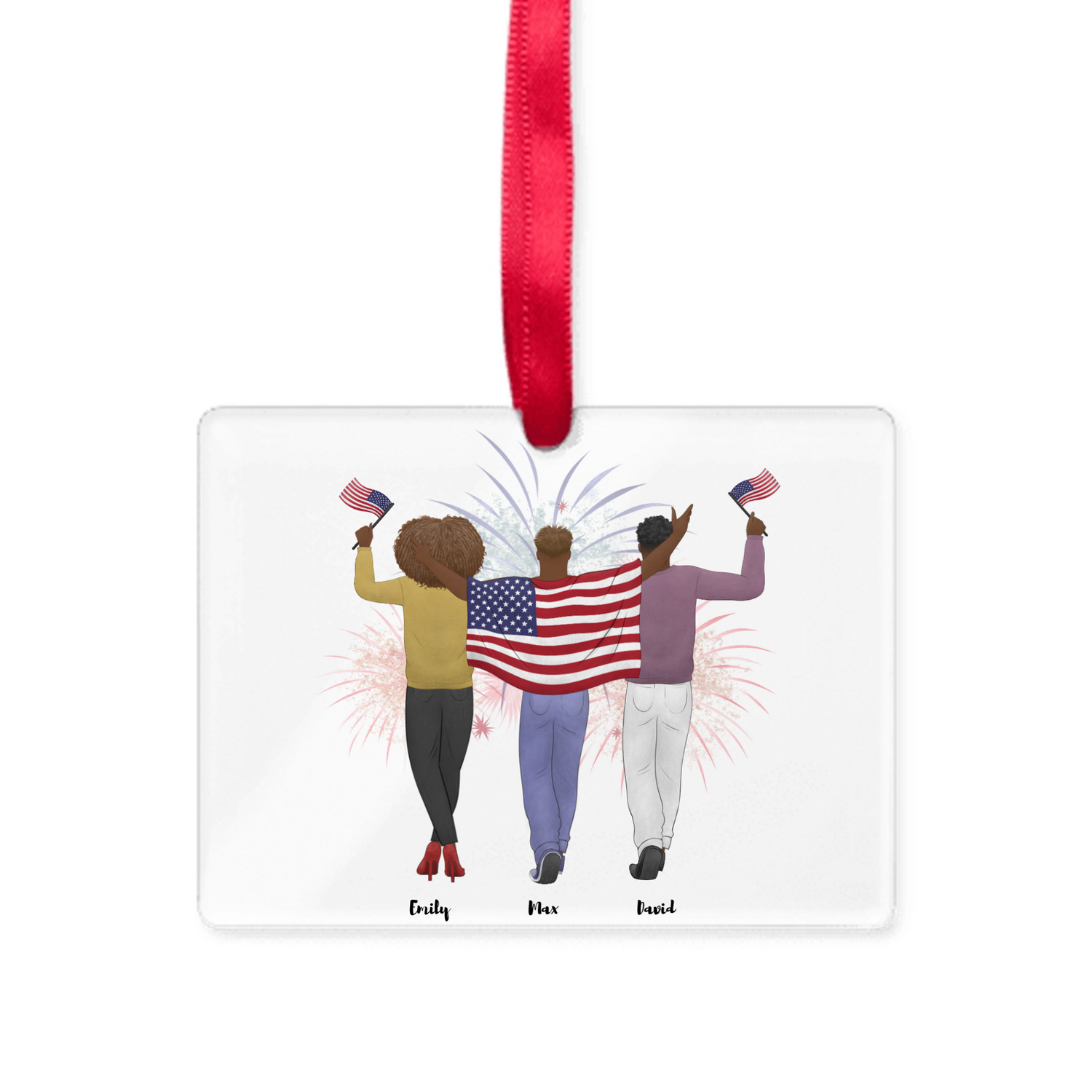 Proud Parent choose the kids gender -  Personalized Acrylic Ornament with Ribbon