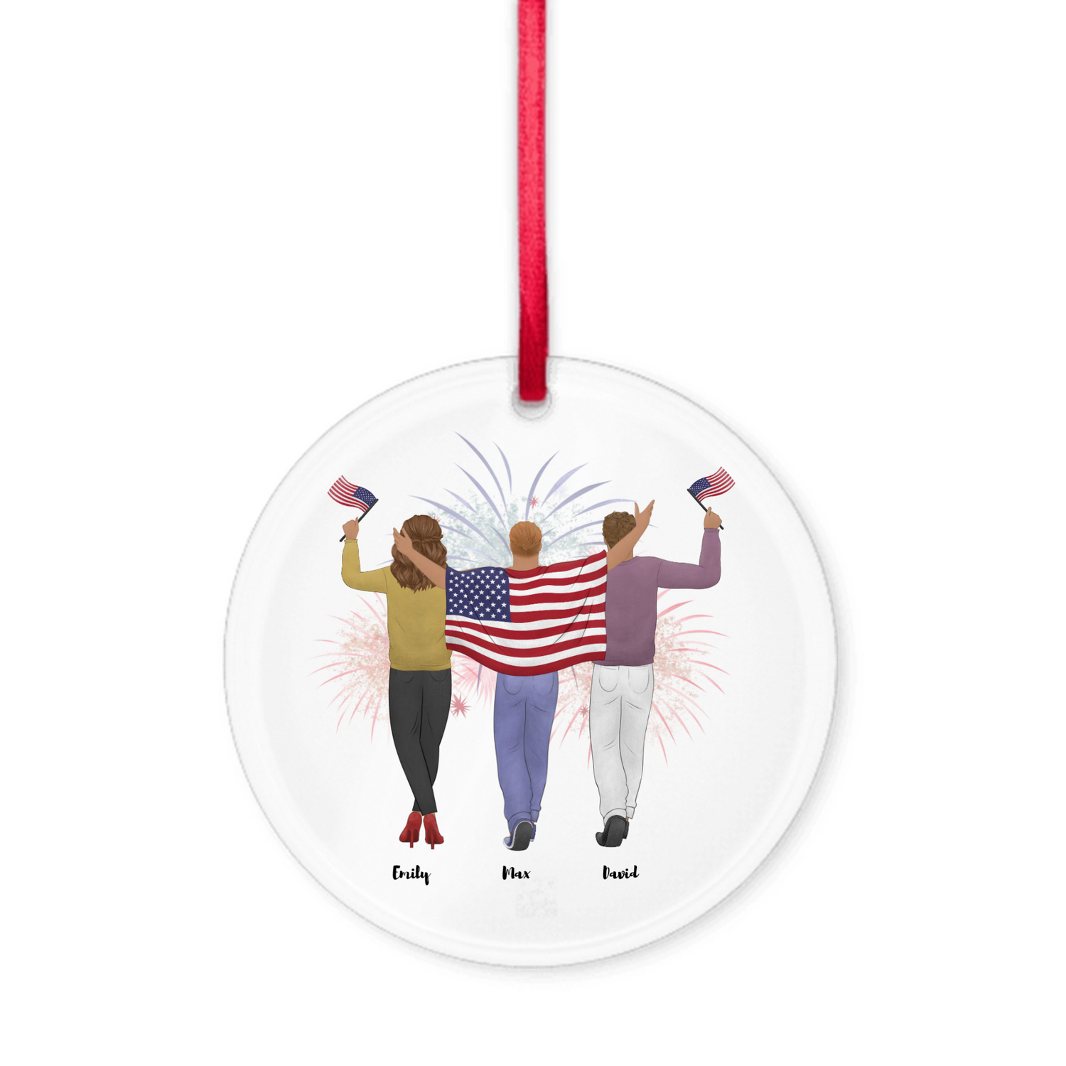 Proud Parent choose the kids gender -  Personalized Acrylic Ornament with Ribbon