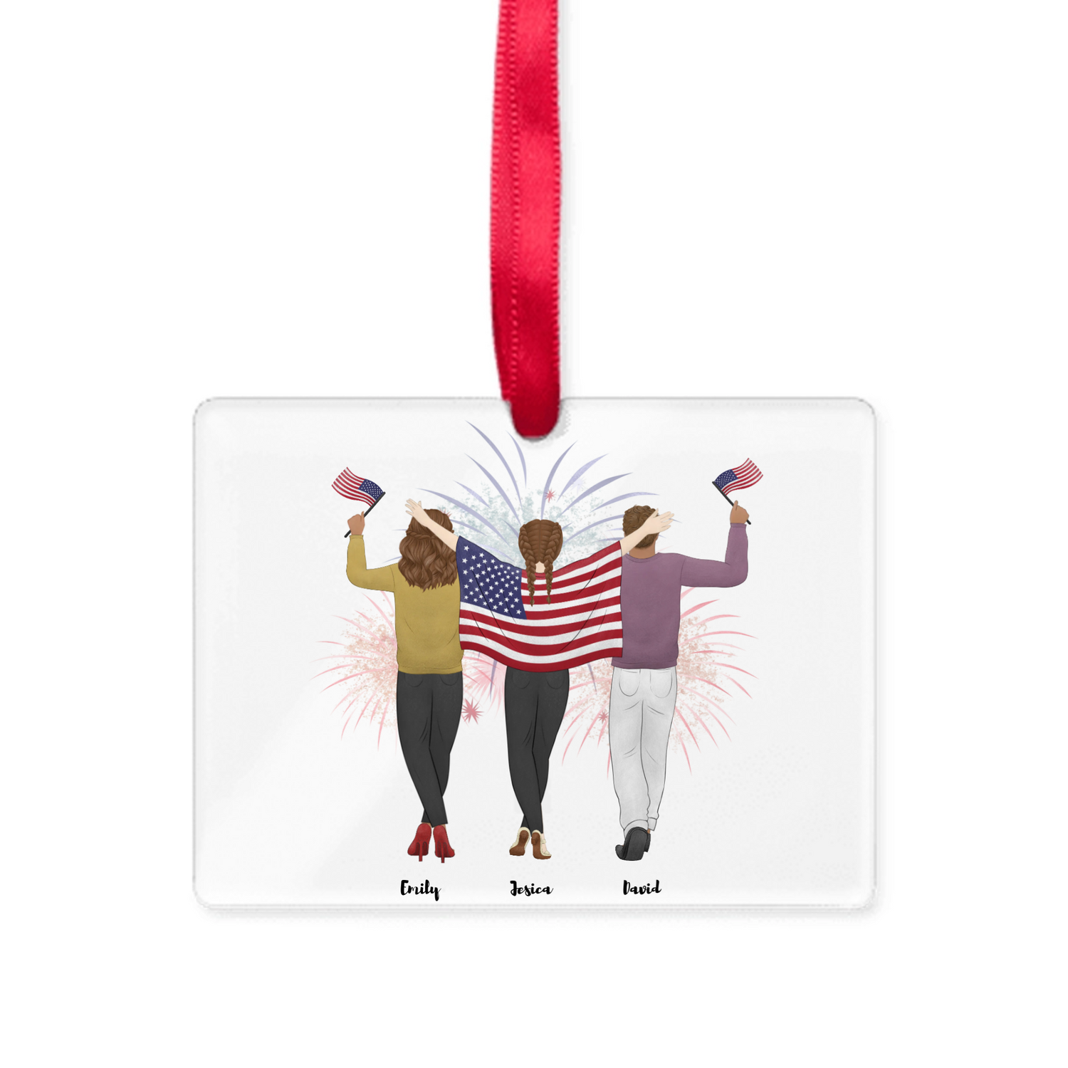 Proud Parent choose the kids gender -  Personalized Acrylic Ornament with Ribbon