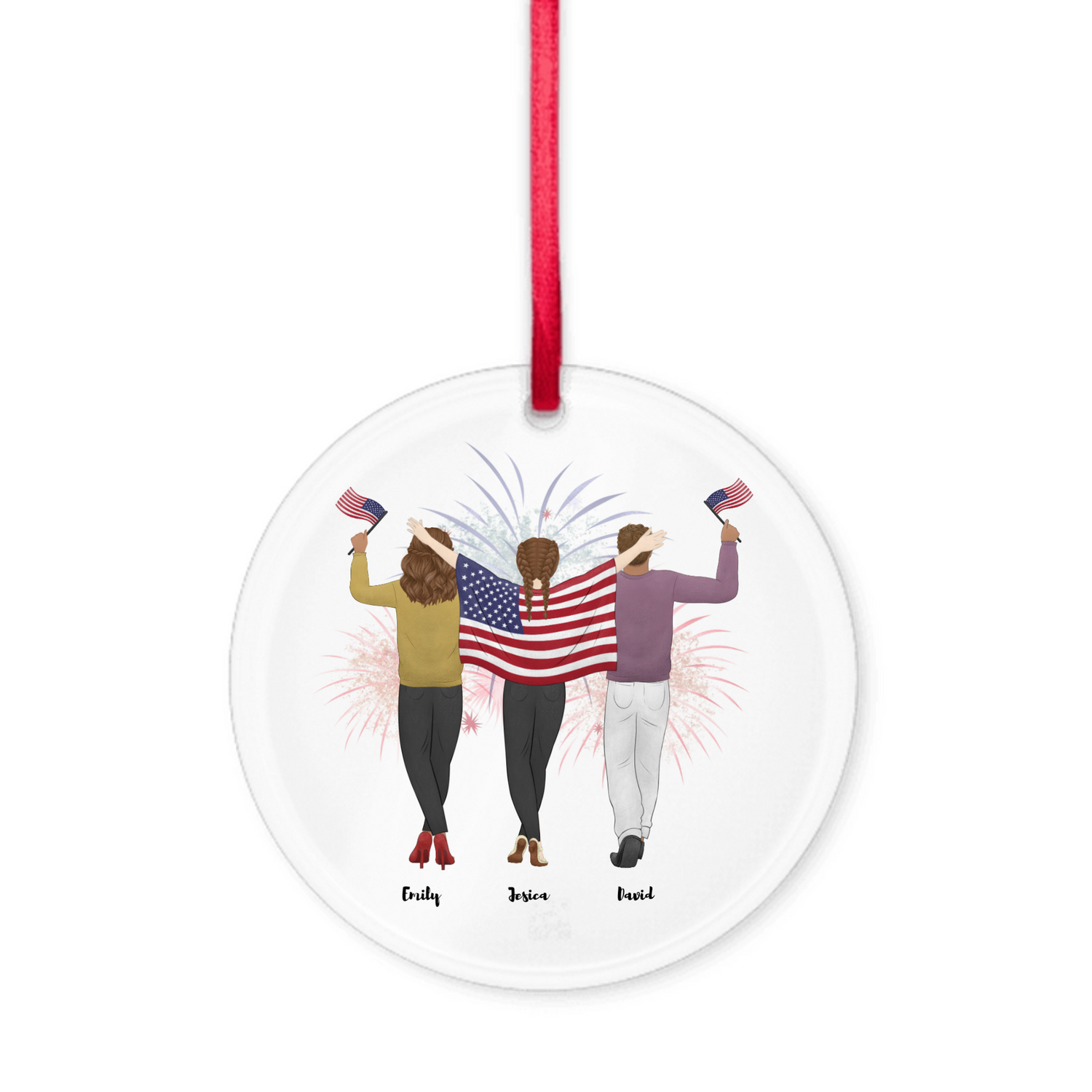 Proud Parent choose the kids gender -  Personalized Acrylic Ornament with Ribbon