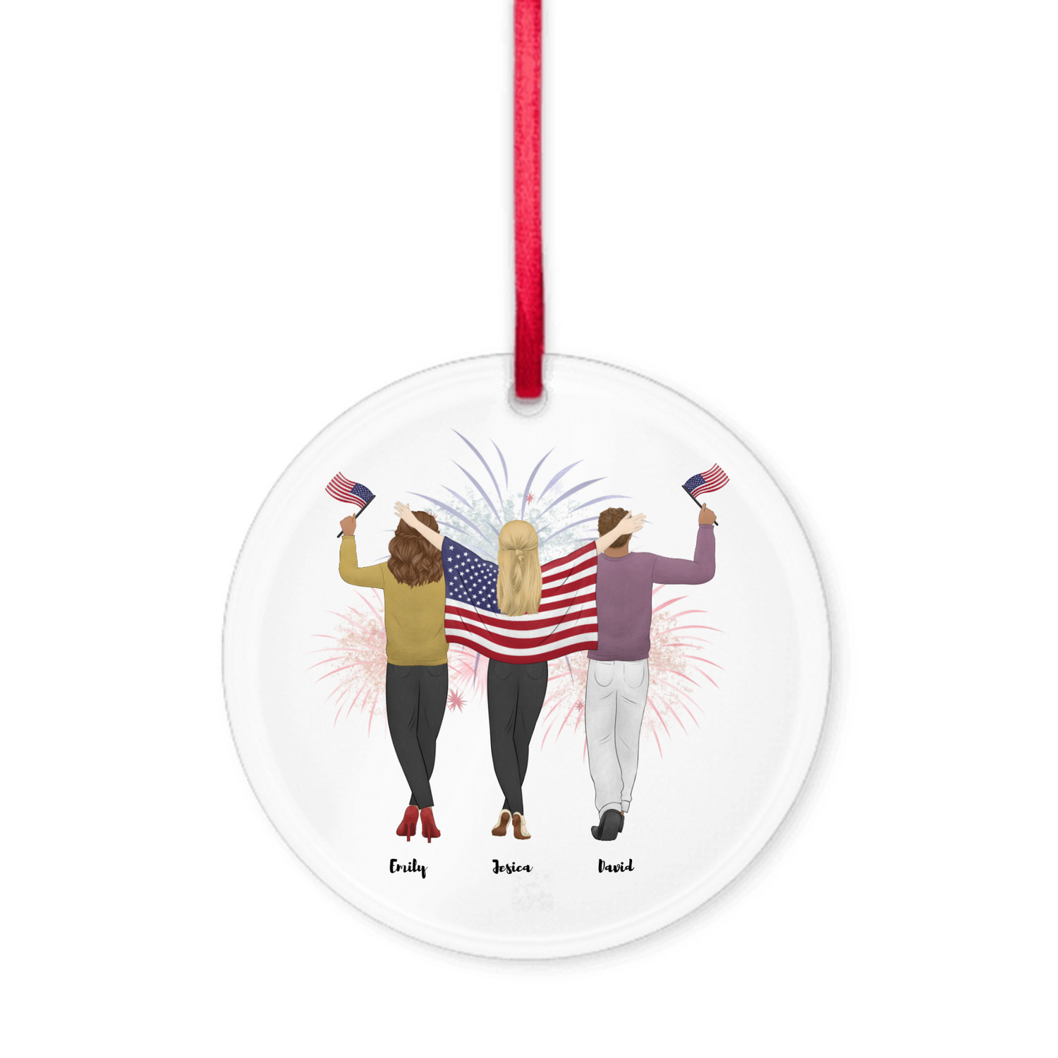 Proud Parent choose the kids gender -  Personalized Acrylic Ornament with Ribbon