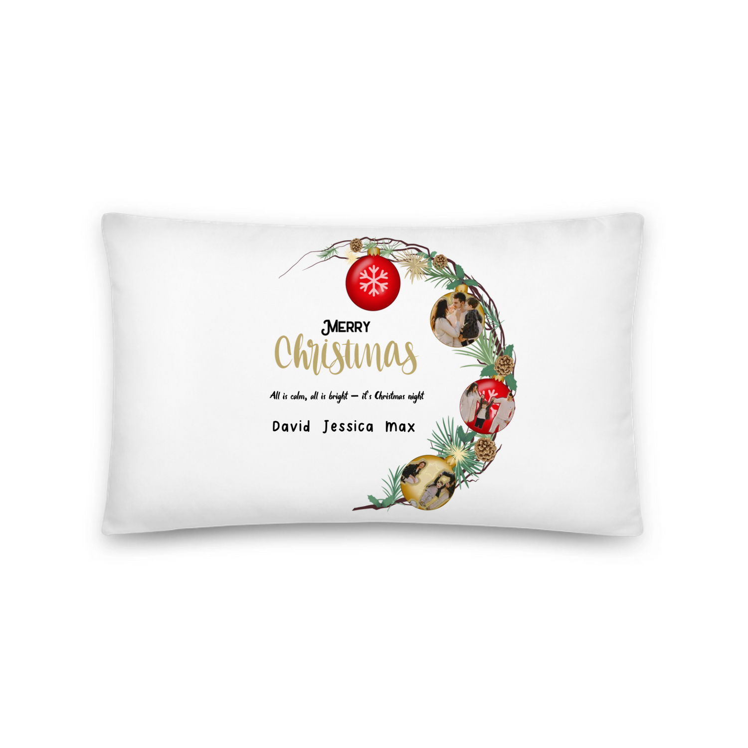 Merry Christmas -  Personalized All -Over Print Basic Pillow