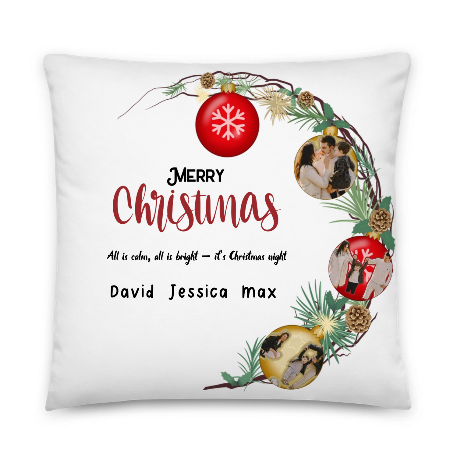 Merry Christmas -  Personalized All -Over Print Basic Pillow