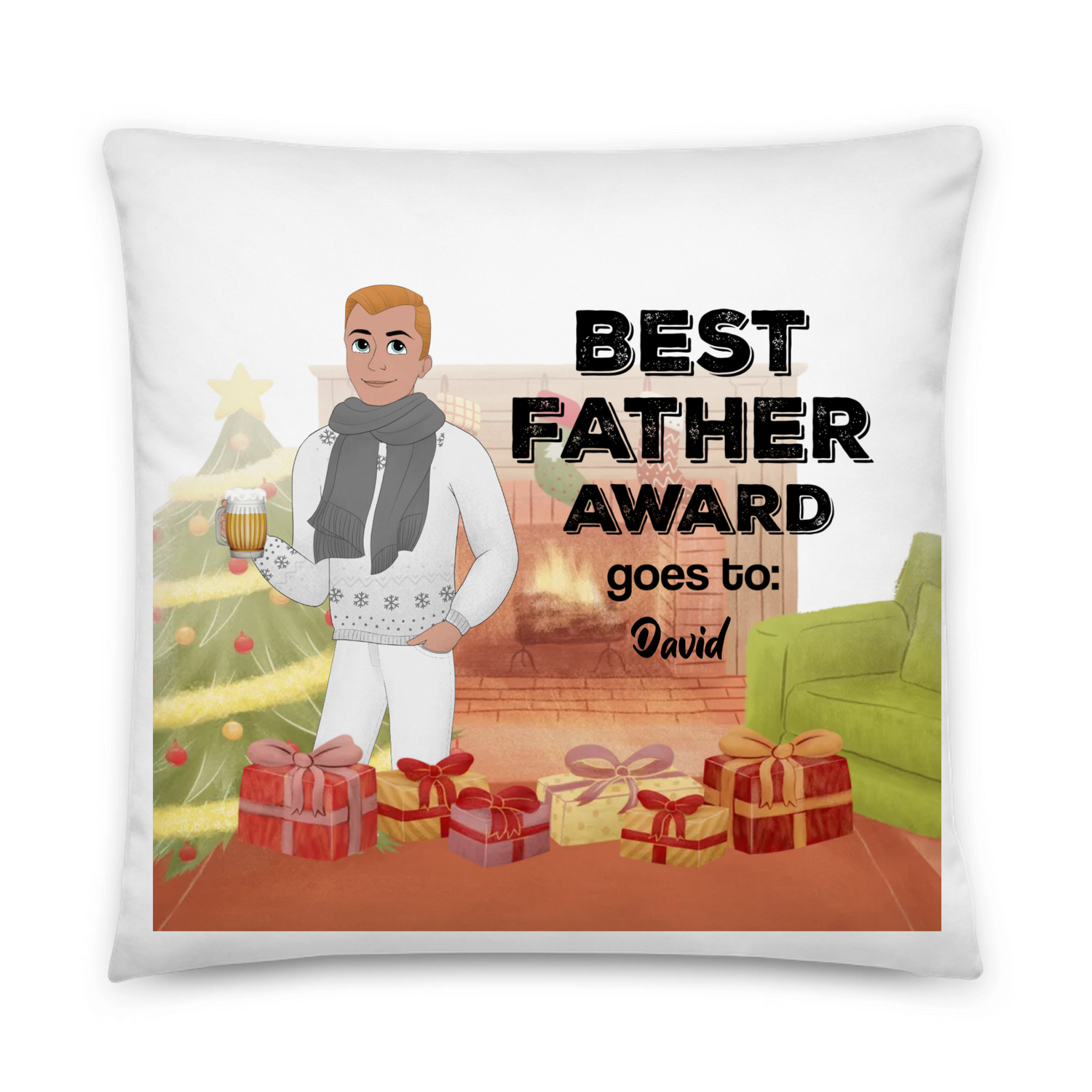 Best Father Award Goes to -  Personalized All-Over Print Basic Pillow