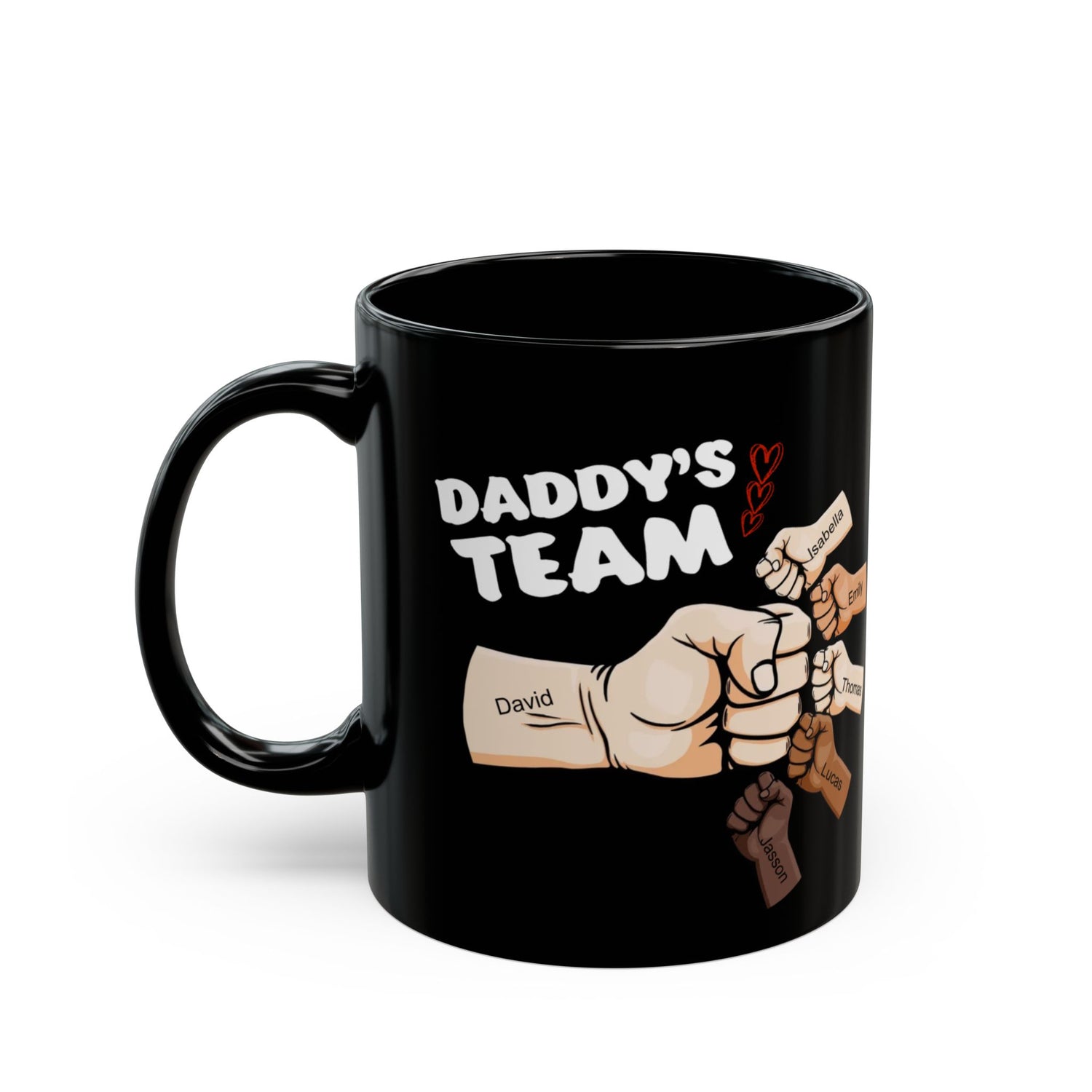 Daddy's Team - Personalized Black Mug