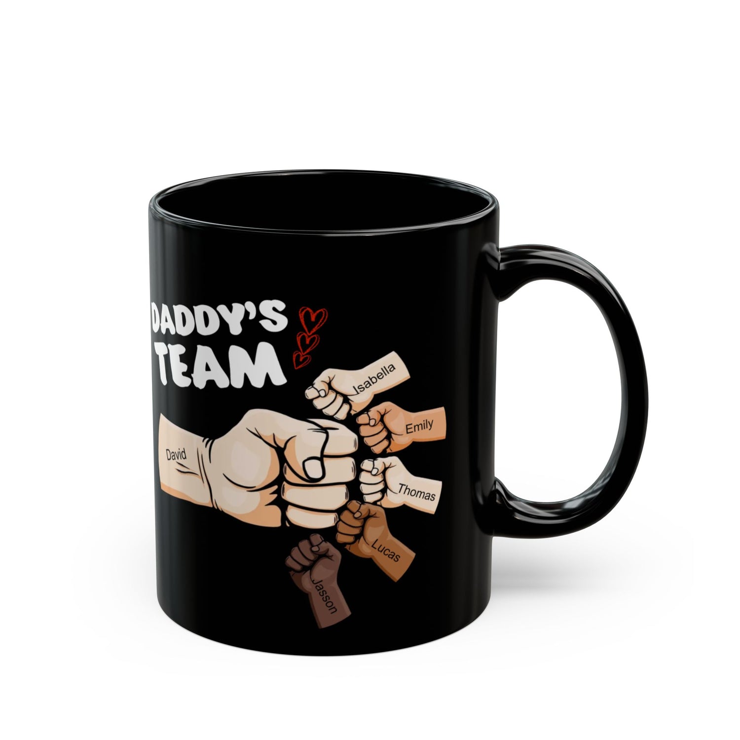 Daddy's Team - Personalized Black Mug