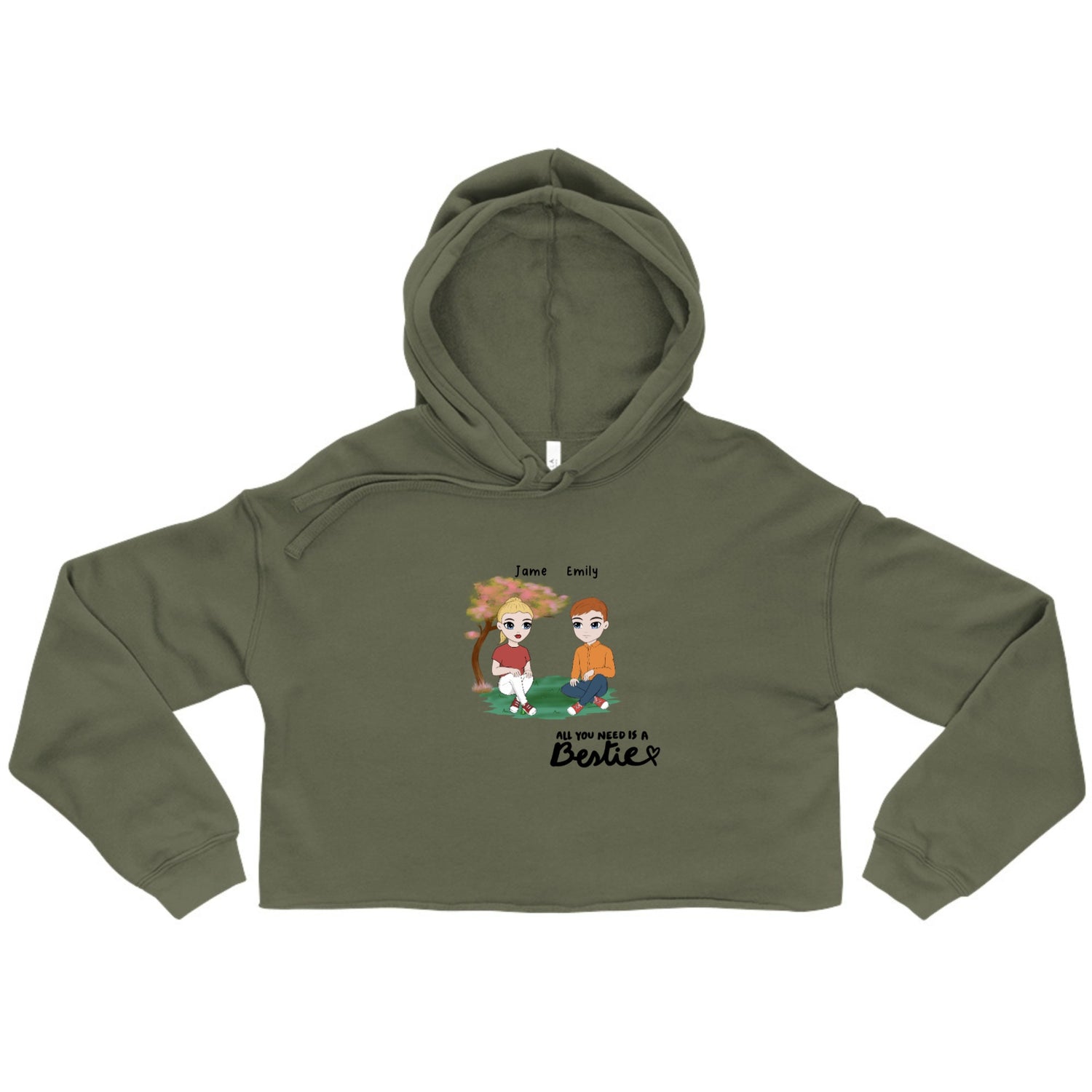 All you need is a bestie - Personalized Women's Cropped Hoodie